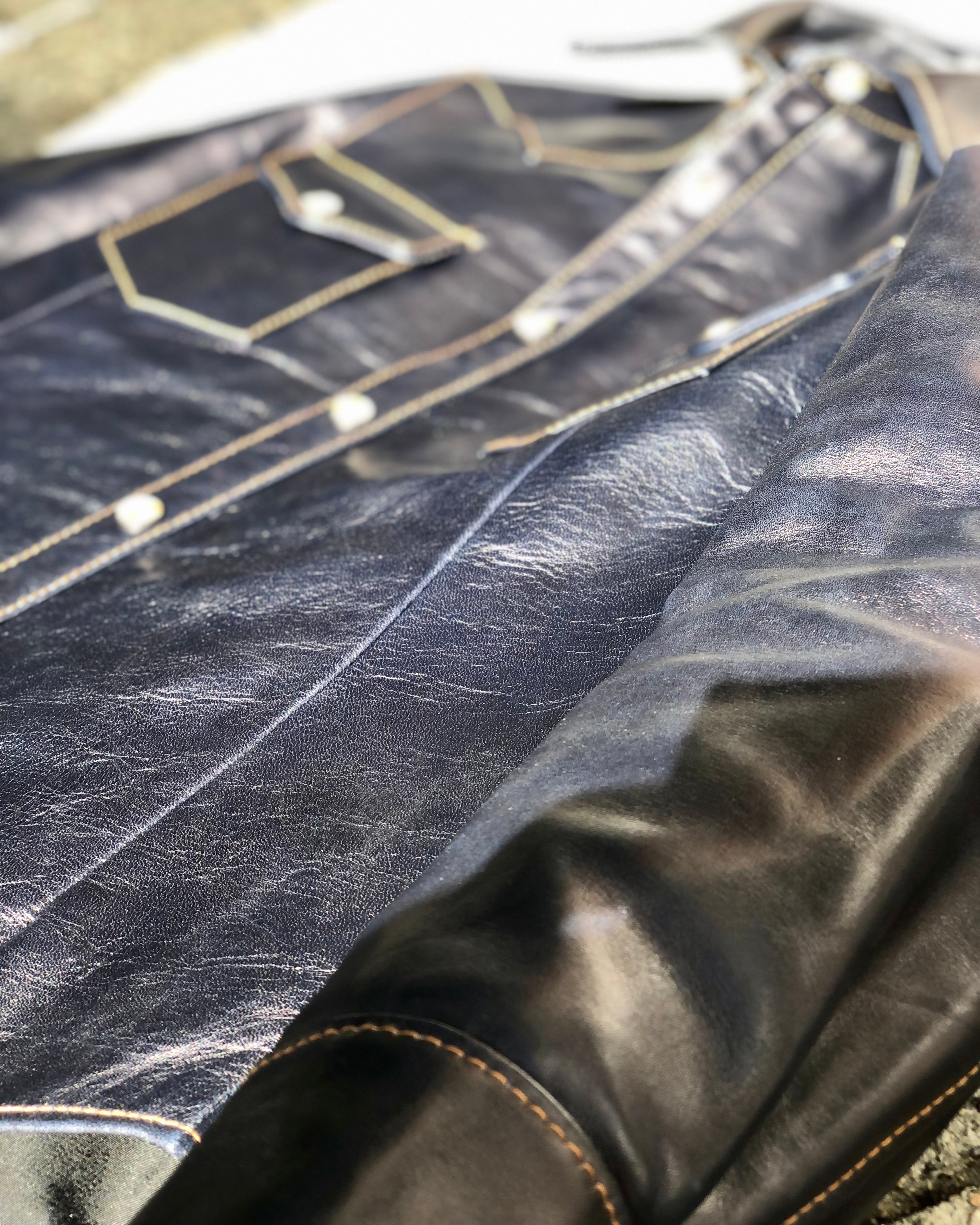 Premium Pablo Indigo Horse Hide Western Shirt - Authentic Cowboy Style for Men | Perfect for Rodeo, Country Music Festivals & Western Fashion