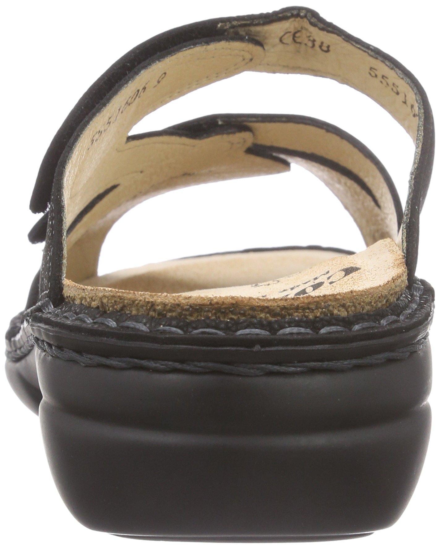 Finn Comfort Women's Comfortable Wedge Heel Open Toe Sandals - Breathable Leather Summer Shoes for Women, Black, Size 8 | Perfect for Beach Vacation, Walking & Casual Outings