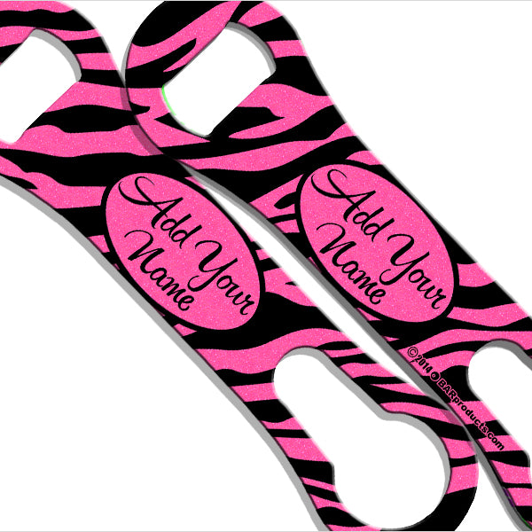 V Rod® Glitter Animal Print Bottle Opener - Personalized Name Engraved - Perfect for Parties, Bars, and Outdoor BBQs