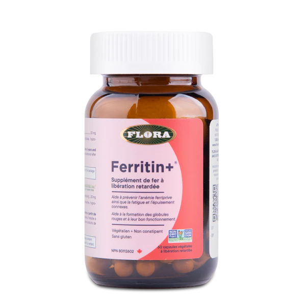 Flora Ferritin+ Delayed Release Iron Supplement - 60 Capsules - Gentle on Stomach - Supports Energy & Red Blood Cell Production - Ideal for Anemia, Fatigue & Pregnancy Wellness