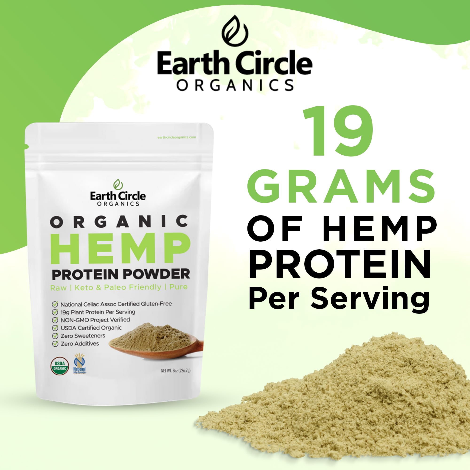 Organic Hemp Protein Powder - 100% Gluten Free, Vegan & Plant Based Protein Supplement - Lab Tested for Purity - Keto Friendly, Meal Replacement & Workout Recovery (8oz, Pack of 3) - Perfect for Smoothies, Baking & Post-Workout Shakes