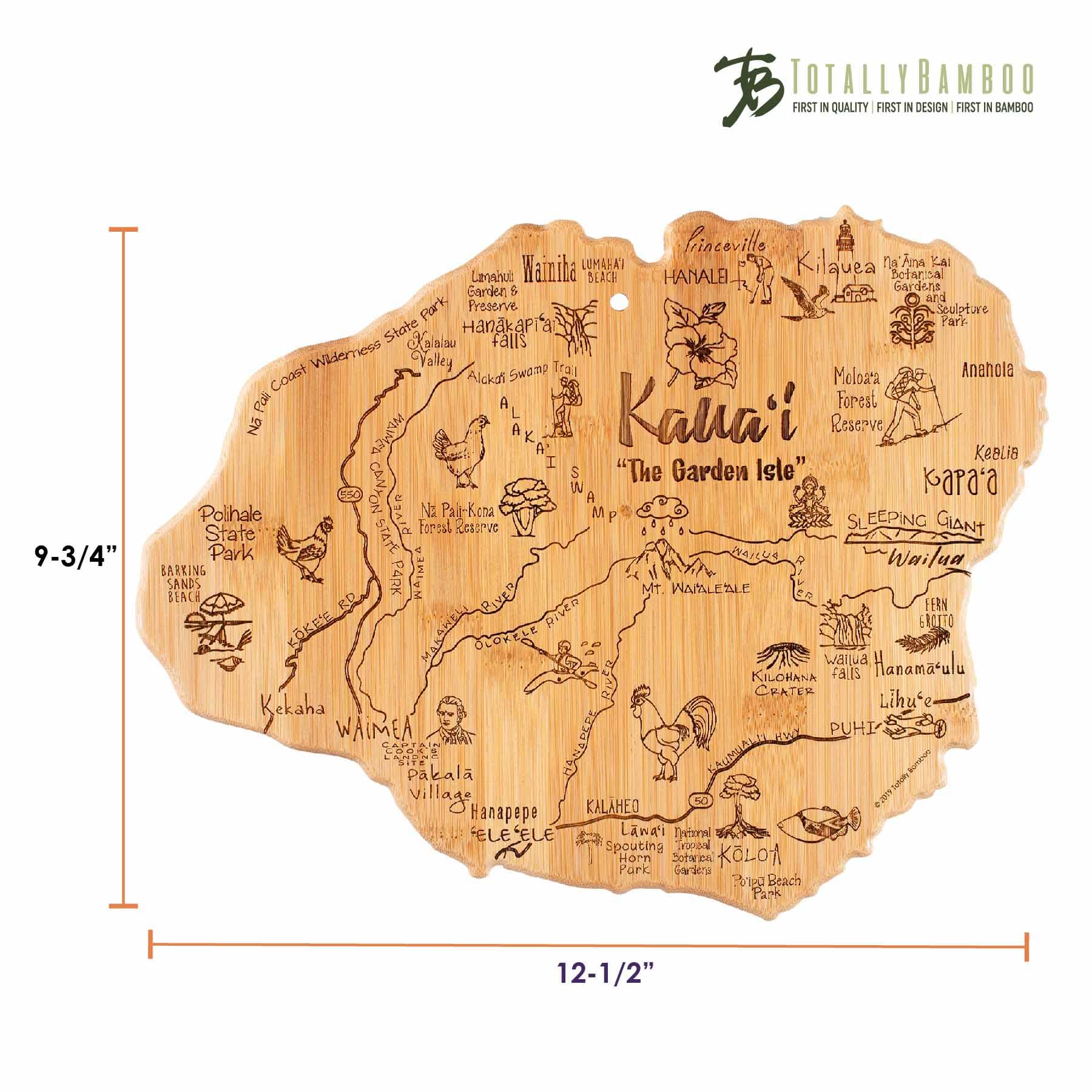 Premium Kauai-Themed Wooden Cutting Board - 9.75