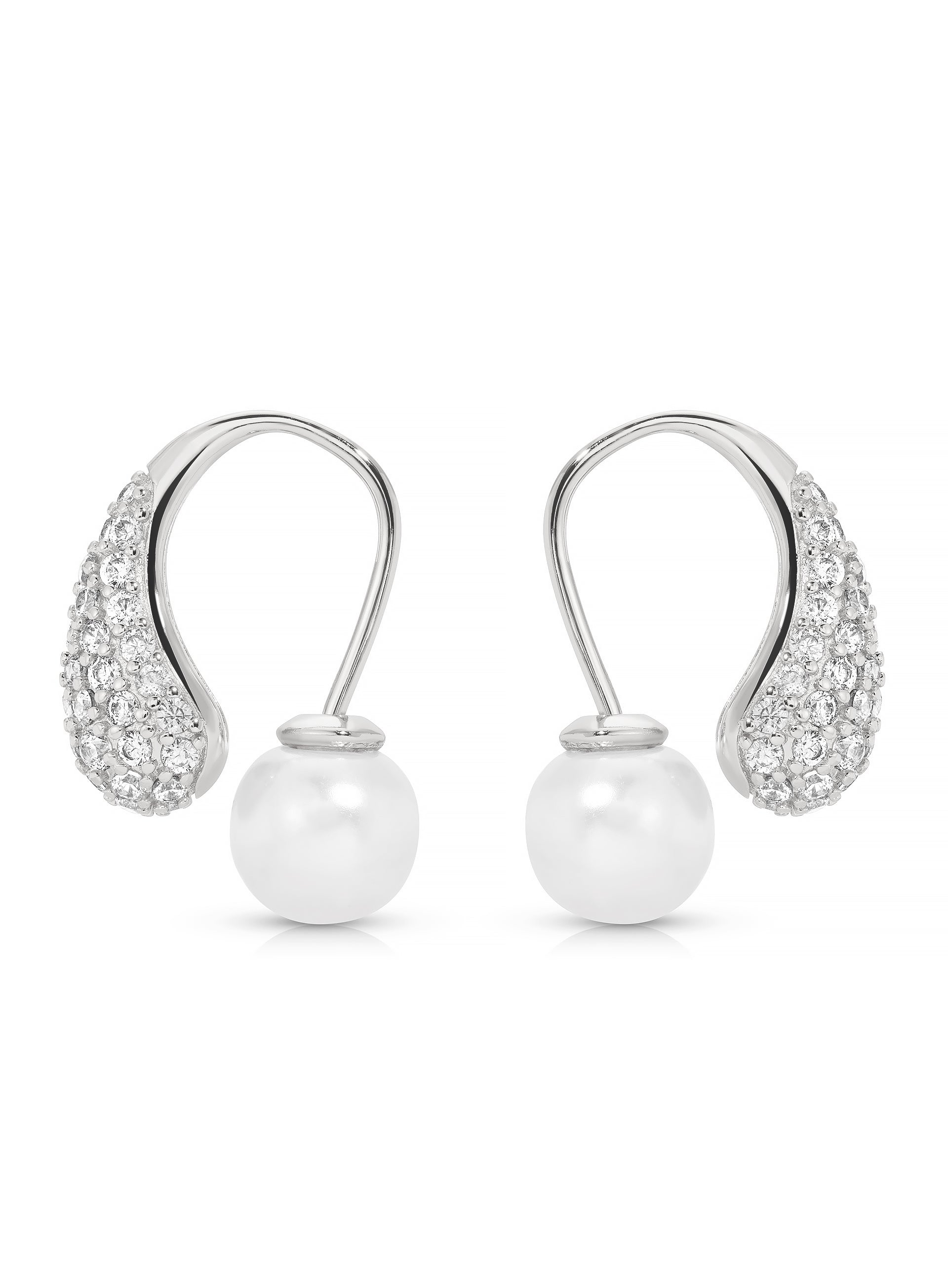 Elegant Hooked Pavé and Pearl Earrings for Women - Perfect for Weddings, Parties & Everyday Wear