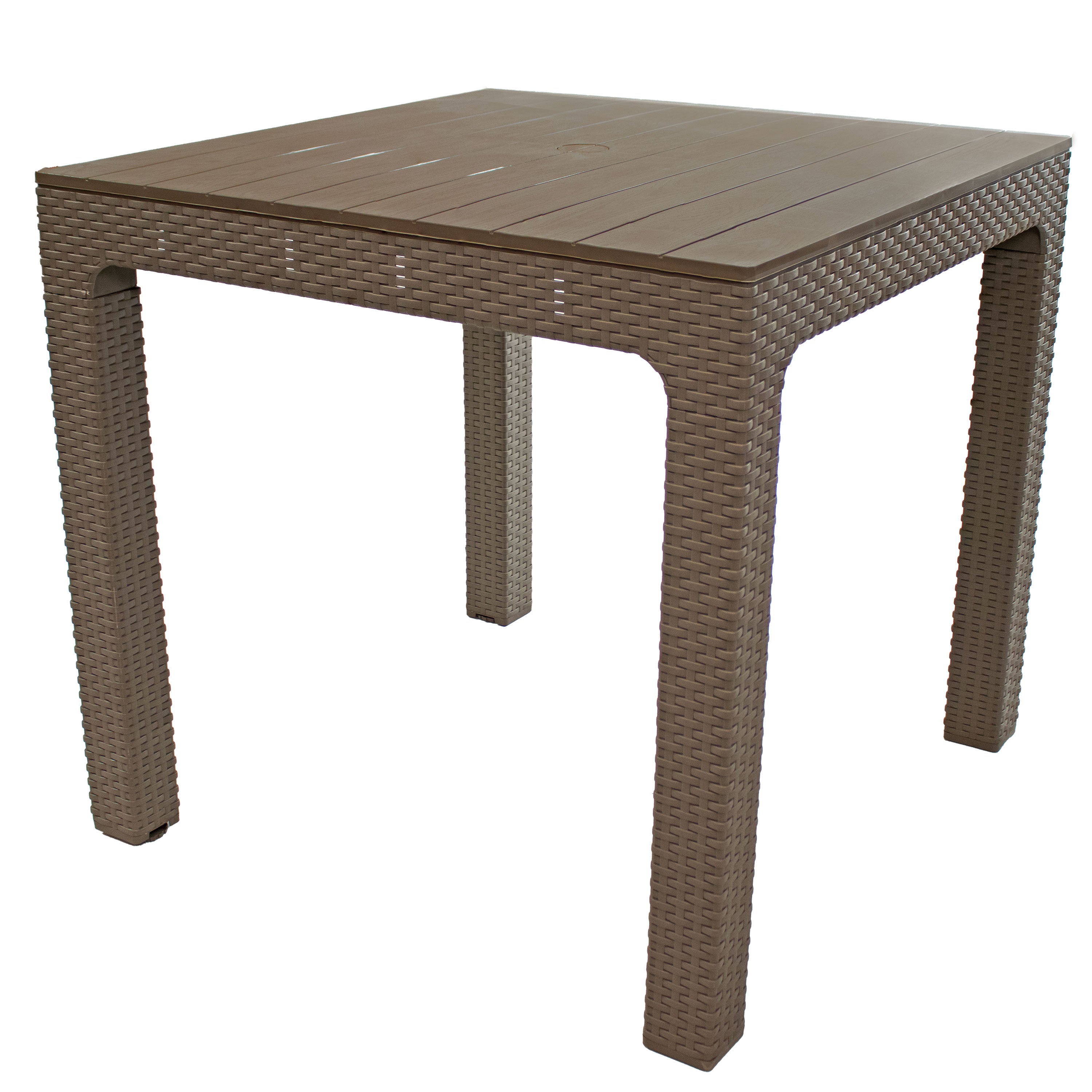 Premium Plastic Patio Dining Table with Faux Wood Top - Champagne Finish | Outdoor Dining Set for Garden, Deck & Backyard Entertaining
