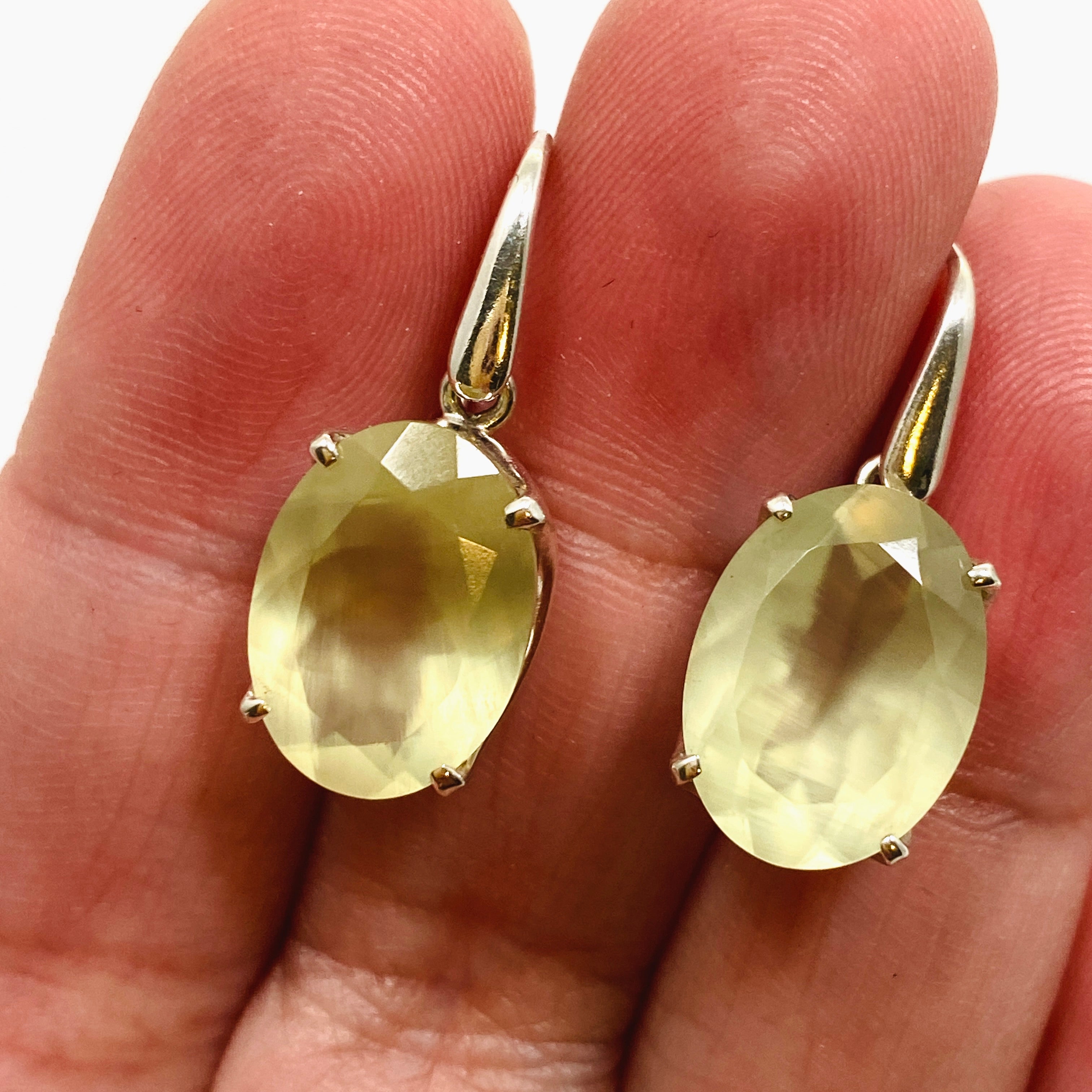 Natural Prehnite Gemstone Oval Faceted Dangle Earrings for Women - Elegant Jewelry Gift for Birthday, Anniversary & Special Occasions - Perfect for Parties, Weddings & Everyday Wear