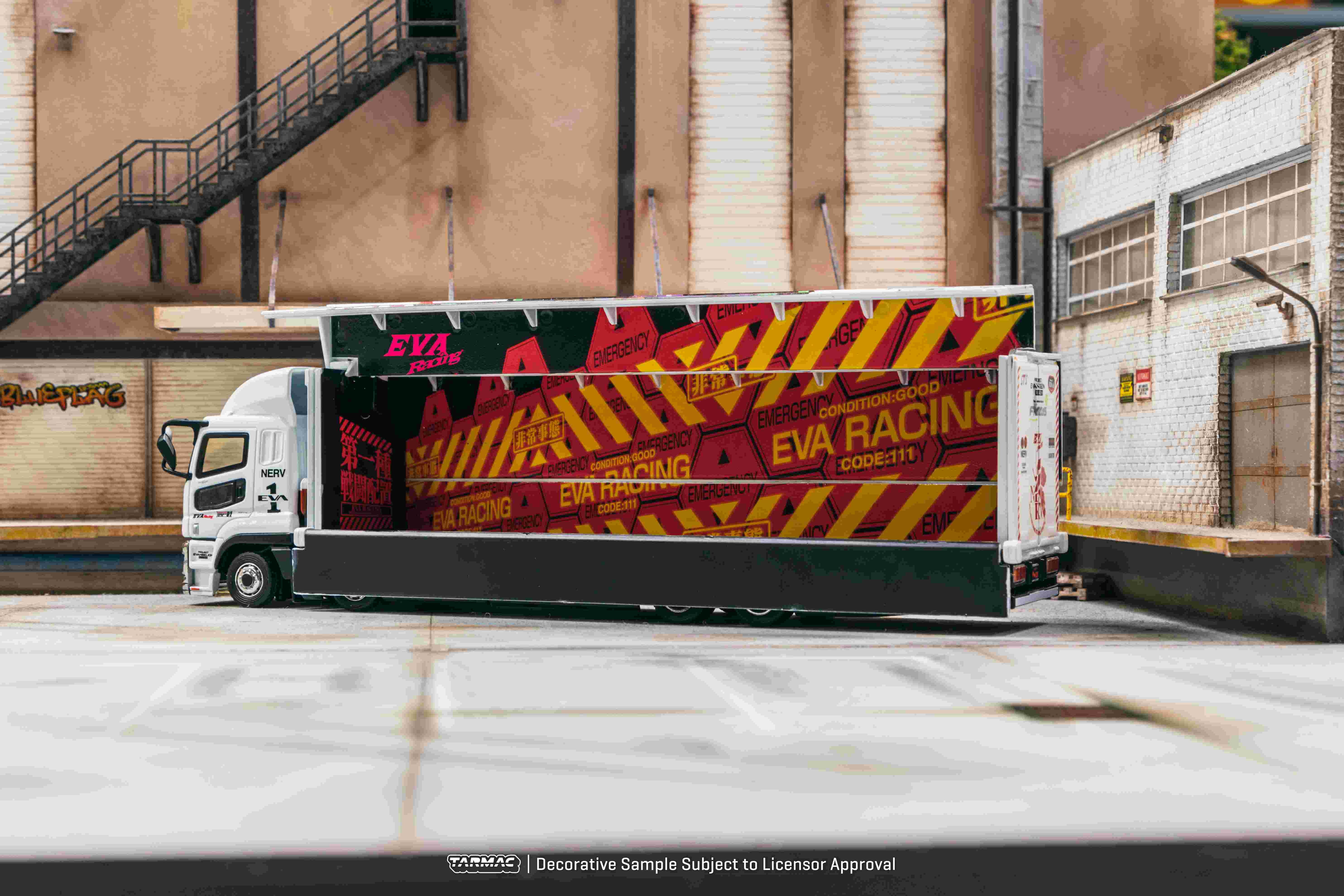 Tarmac Works 1/64 Scale Mitsubishi Fuso Super Great EVA Racing Diecast Model Truck - Collectible Miniature for Racing Fans & Display Scenes