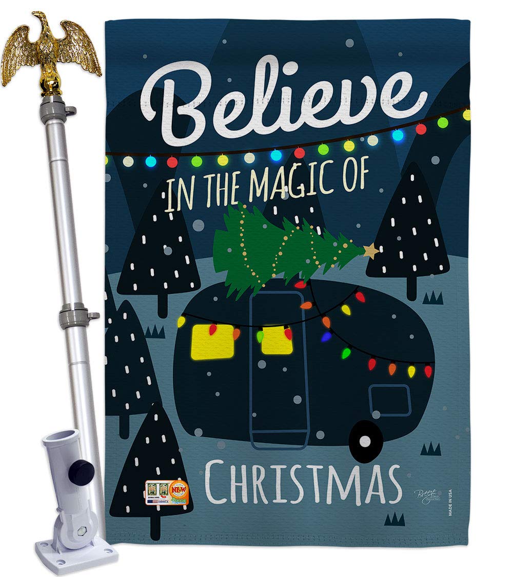 Magic Trailer Christmas House Flag Set 28x40