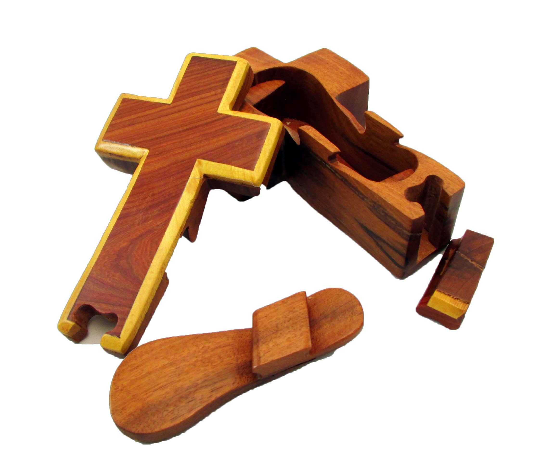 Handmade Wooden Cross Key Box - Religious Keepsake Organizer for Home, Office, or Travel - Perfect for Storing Keys, Jewelry & Small Treasures