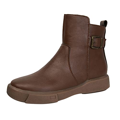 Limsea Women's White Ankle Boots - Comfortable Square Heel Buckle Strap Fashion Booties for Casual Wear, Office & Date Night Outfits
