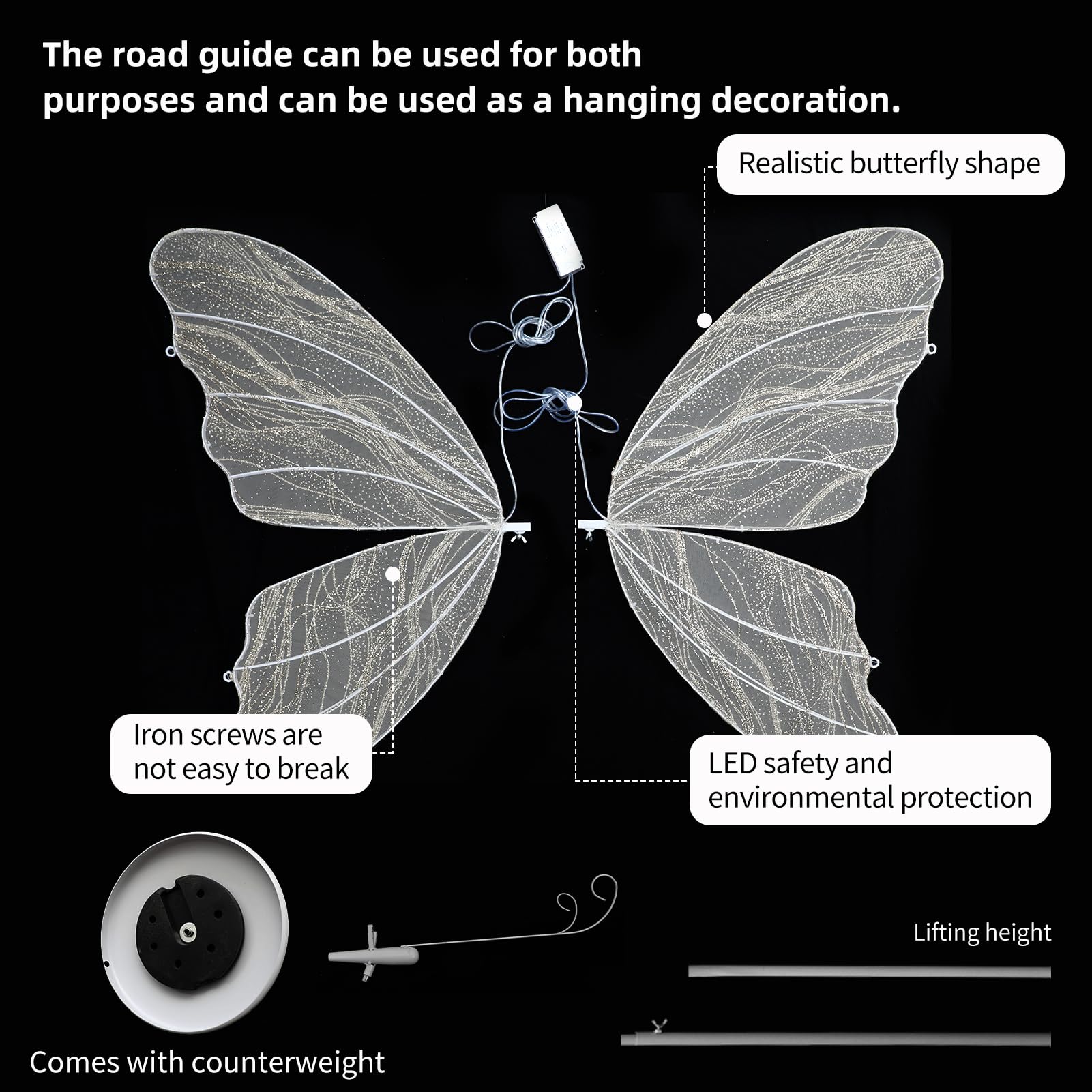 Elegant Butterfly Floor Lamp & Ceiling Light - Romantic Wedding Decor for Indoor Party Events, Perfect for Ceremonies, Receptions, and Home Decoration