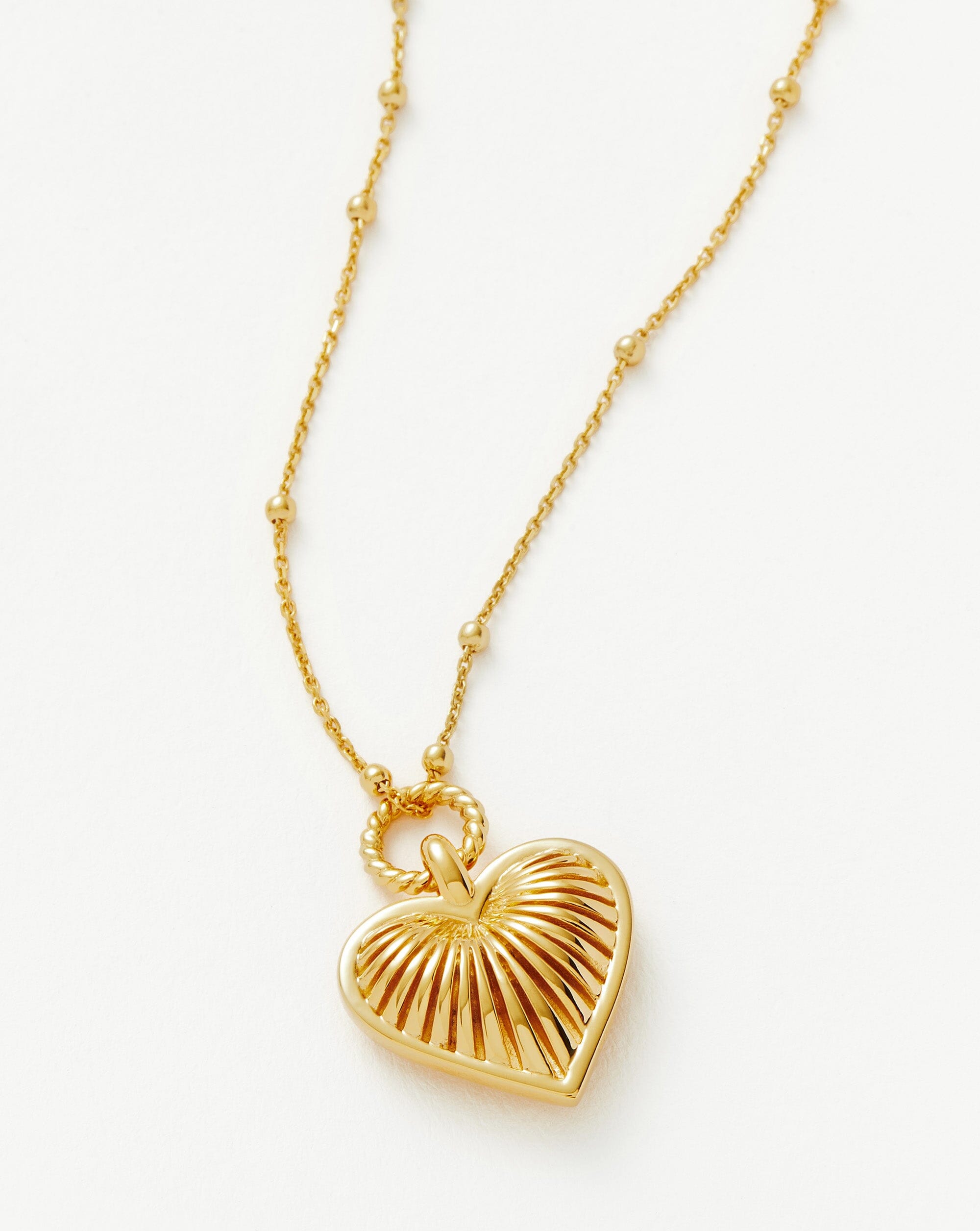 Ridge Heart Charm Pendant Necklace - 18k Gold Plated Elegant Jewelry for Women | Perfect Gift for Valentine's Day, Anniversary & Special Occasions