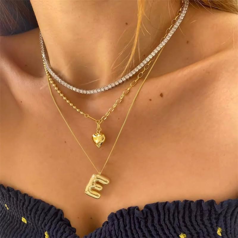 Personalized Bubble Letter Necklace for Women - 18K Gold Plated Alphabet Pendant, Dainty Balloon Initial Necklace, Custom Name Jewelry Gift for Girlfriend, Birthday, Anniversary & Everyday Wear