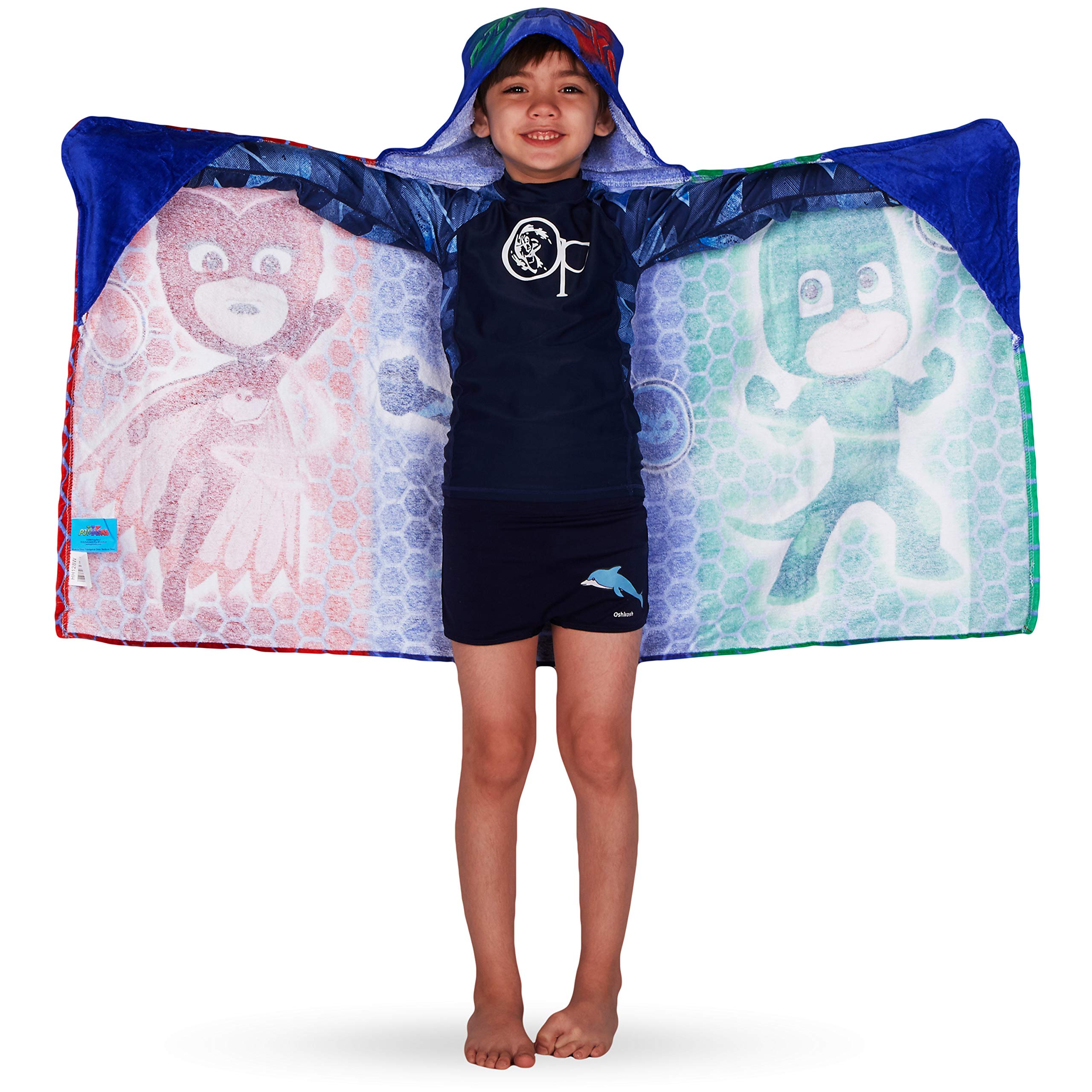 PJ Masks Hooded Towel for Kids - Soft Cotton Terry Wrap 24x50