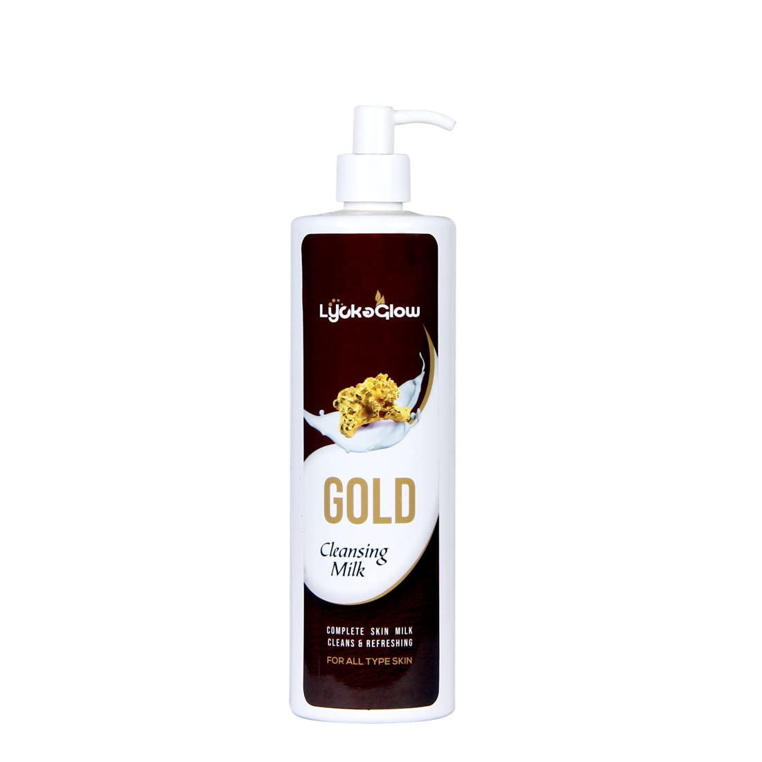 Lycka Glow Gold Refreshing Cleansing Milk - 16.9 fl oz Gentle Face Wash for Hydration & Radiance | Perfect for Daily Skincare Routine & Travel