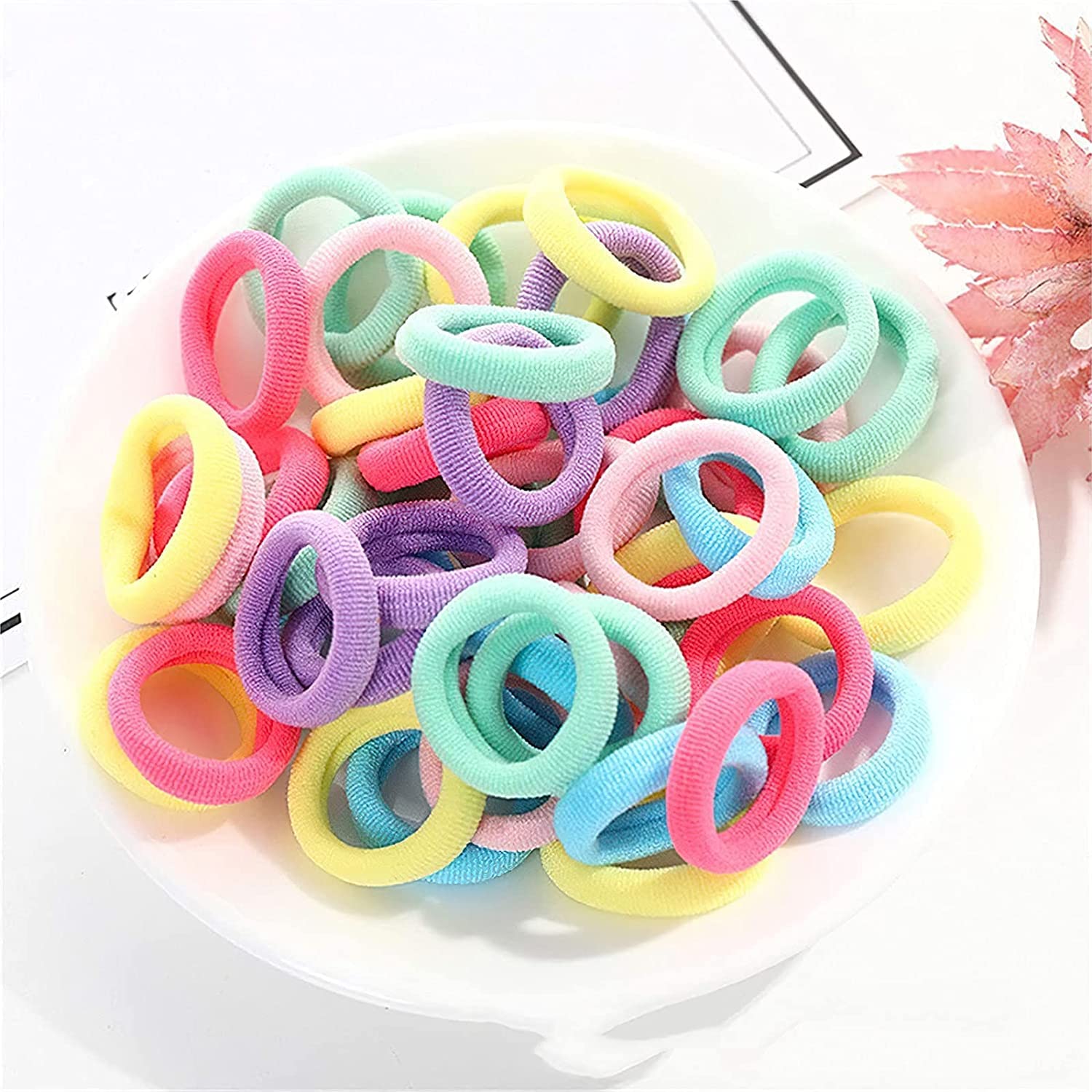 100Pcs Baby Elastic Hair Ties - Soft Seamless Girls Hair Bands (3cm) for Toddlers & Kids | No-Slip Ponytail Holders in 12 Candy Colors | Perfect for School, Sports & Daily Hair Styling