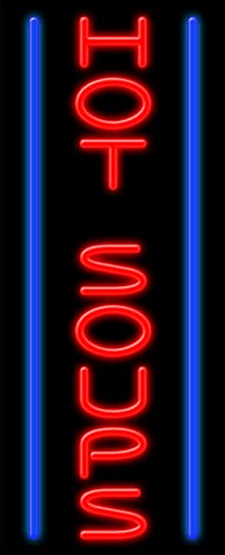 Vintage Glass Neon Sign for Hot Soups - Handcrafted in USA | Perfect for Restaurants, Bars & Retro Home Decor