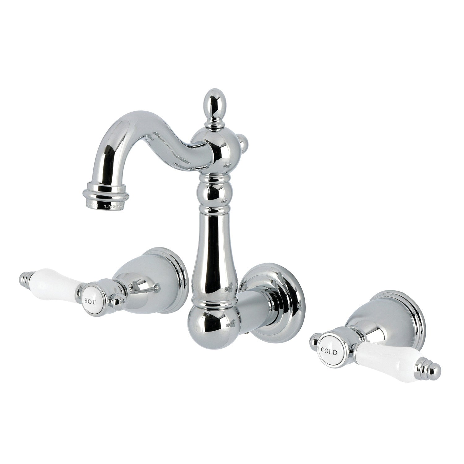 Bel Air KS1221BPL Double Handle 3 Hole Wall Mount Bathroom Faucet in Polished Chrome - Modern Bathroom Sink Faucet for Vanity, Powder Room & Guest Bath Installation