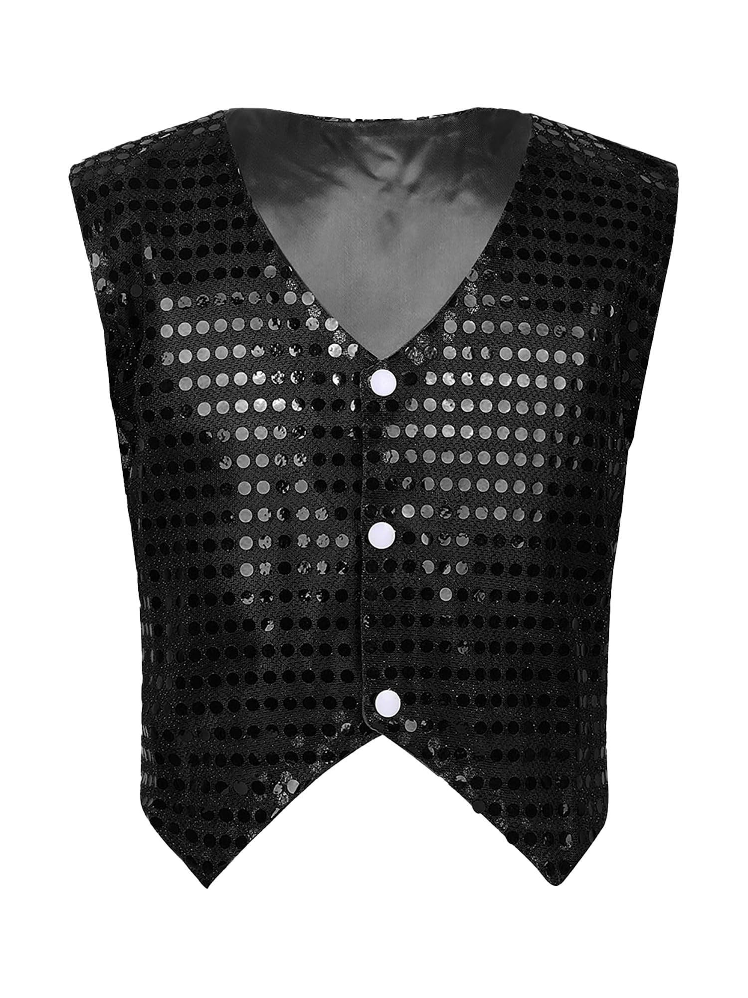 Kids Boys Girls Sequined Vest - Sparkling Hip-Hop Dance Costume for Street Performance | Waistcoat Crop Top for Dance Shows & Parties