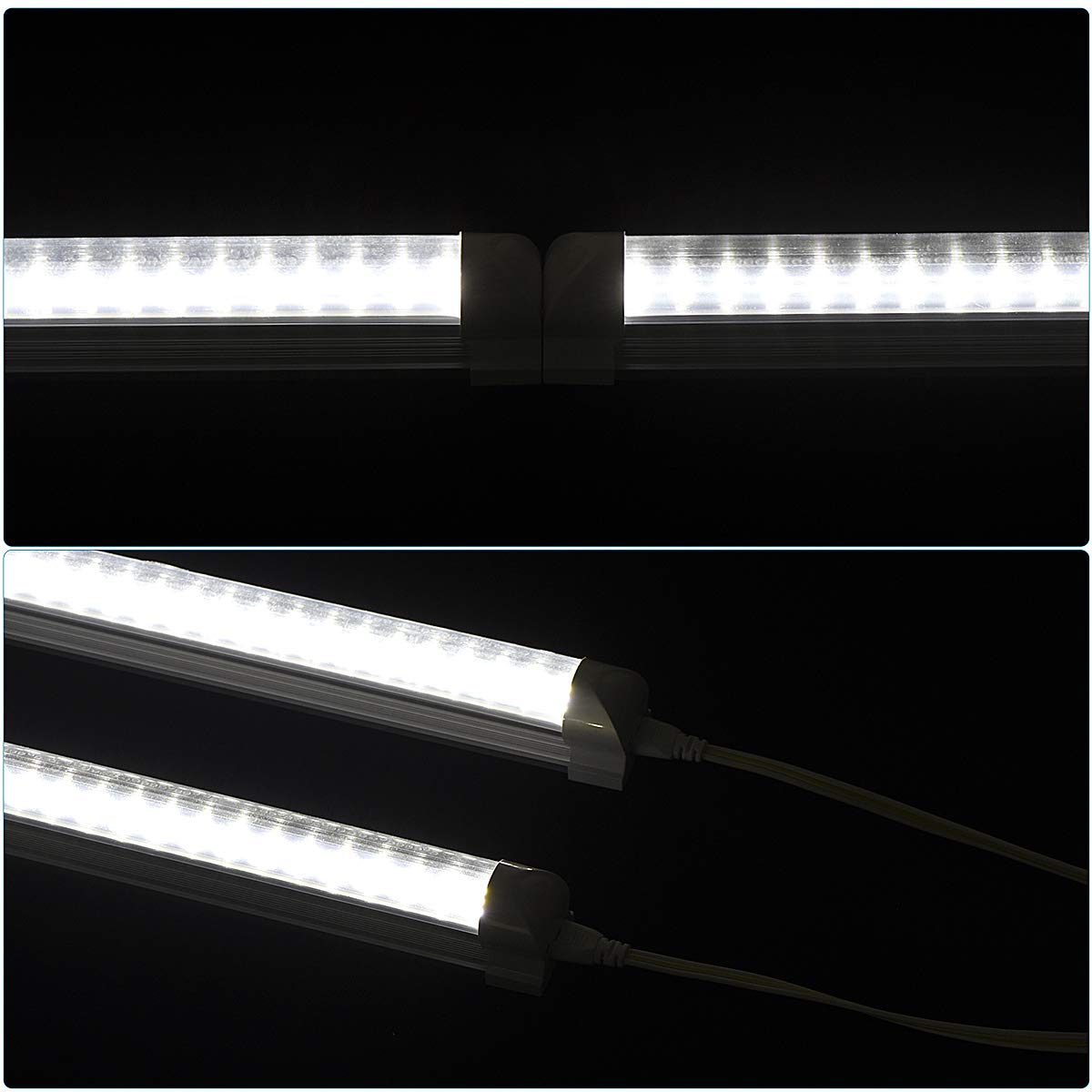 4FT LED Shop Light - 75W 9000LM 6000K Cold White, 3-Row Clear Cover High Output Linkable T8 LED Tube Lights for Garage, Warehouse & Workshop (Pack of 25) - Energy Efficient Bright Lighting Solution for Industrial & Commercial Spaces