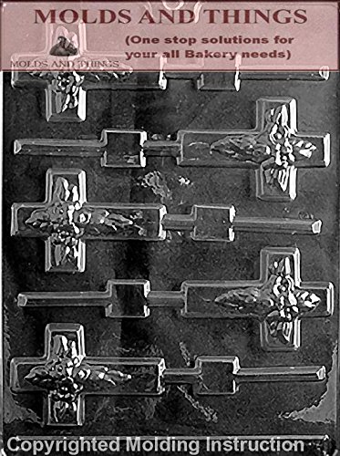 Baby Baptism Chocolate Candy Mold Set - Cross Shaped Lollipop Molds for Christening & First Communion - Includes 50 Sticks & Candy Making Guide - Perfect for DIY Party Favors, Holiday Gifts & Religious Celebrations