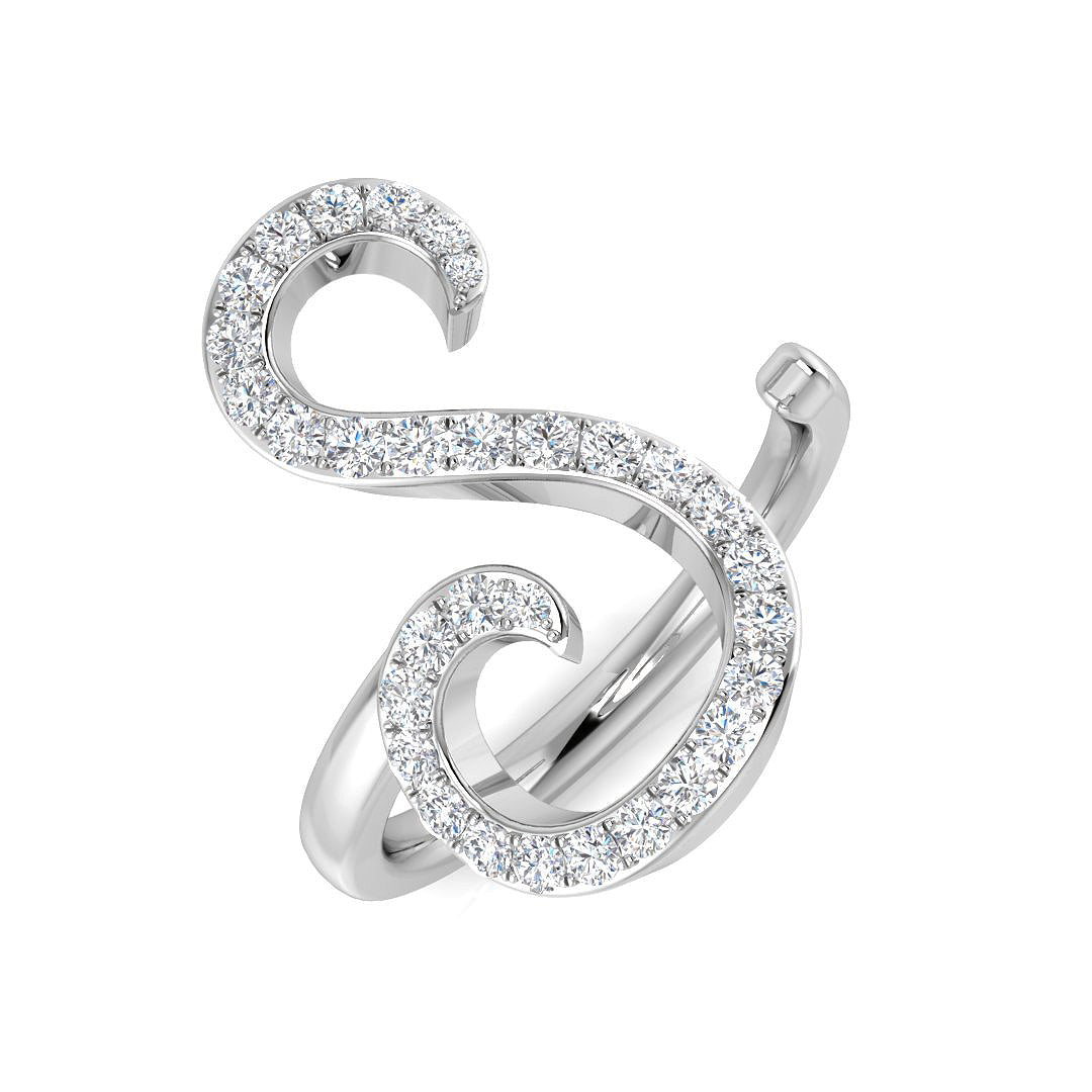 Initial Ring in White Gold - Personalized Name Jewelry for Women, Engraved Letter Ring, Elegant Gift for Her | Perfect for Birthdays, Anniversaries & Special Occasions