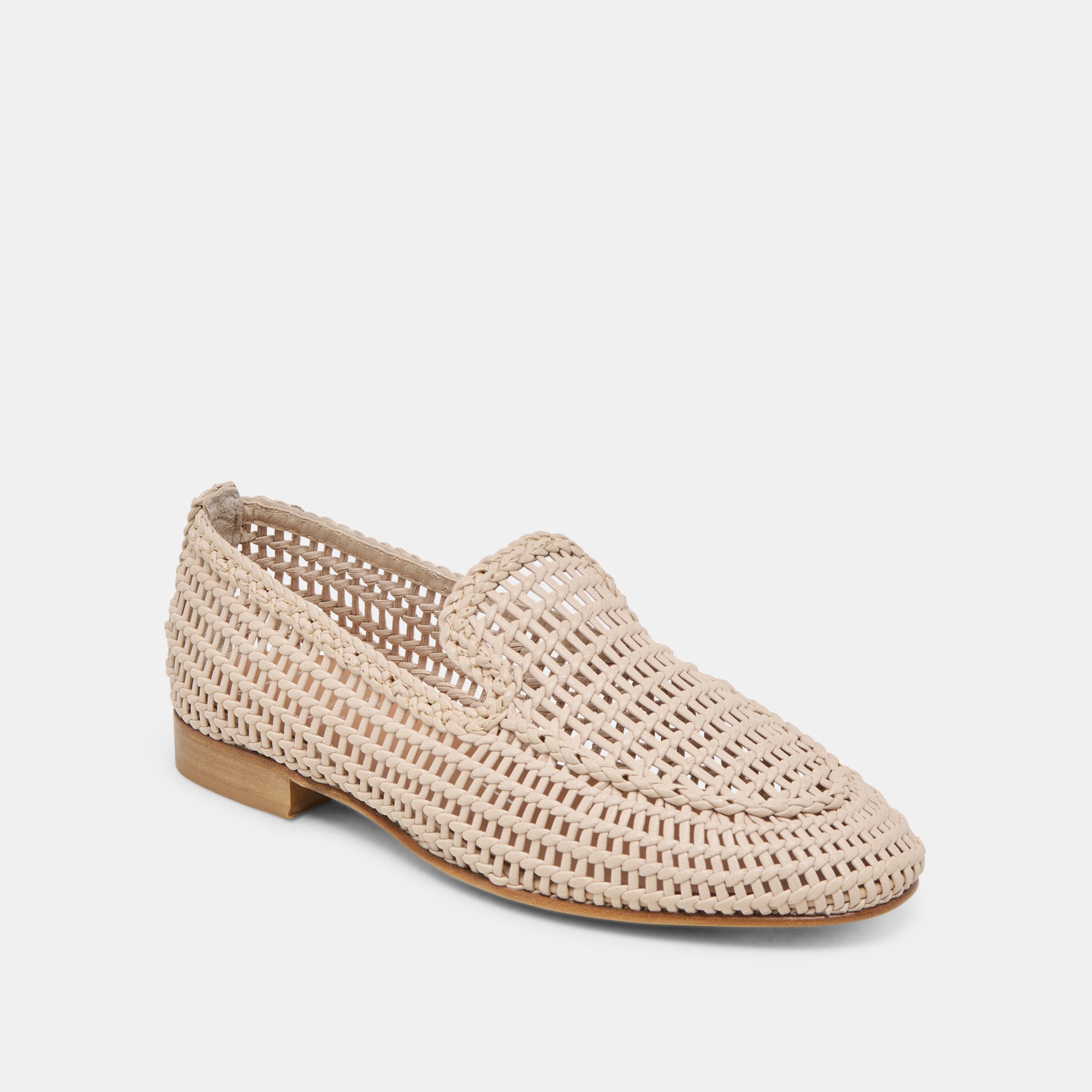 Armond Flats Bone Woven Leather Women's Shoes - Comfortable & Stylish Casual Loafers for Work, Office & Everyday Wear