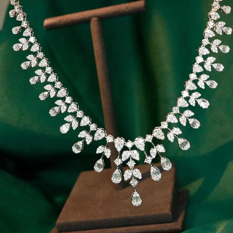 18K White Gold 6.50ct Real Diamond Luxury Necklace for Women - Elegant Wedding Gift & Special Occasion Jewelry (Au750) | Perfect for Anniversaries, Engagements and Formal Events