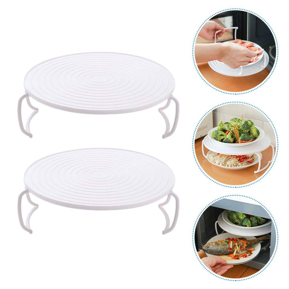 2-Piece Microwave Steaming Rack Set - BPA-Free Plastic Steamer Plate Cover with Food Tray for Oven & Pressure Cooker | Kitchen Accessories for Healthy Cooking & Meal Prep