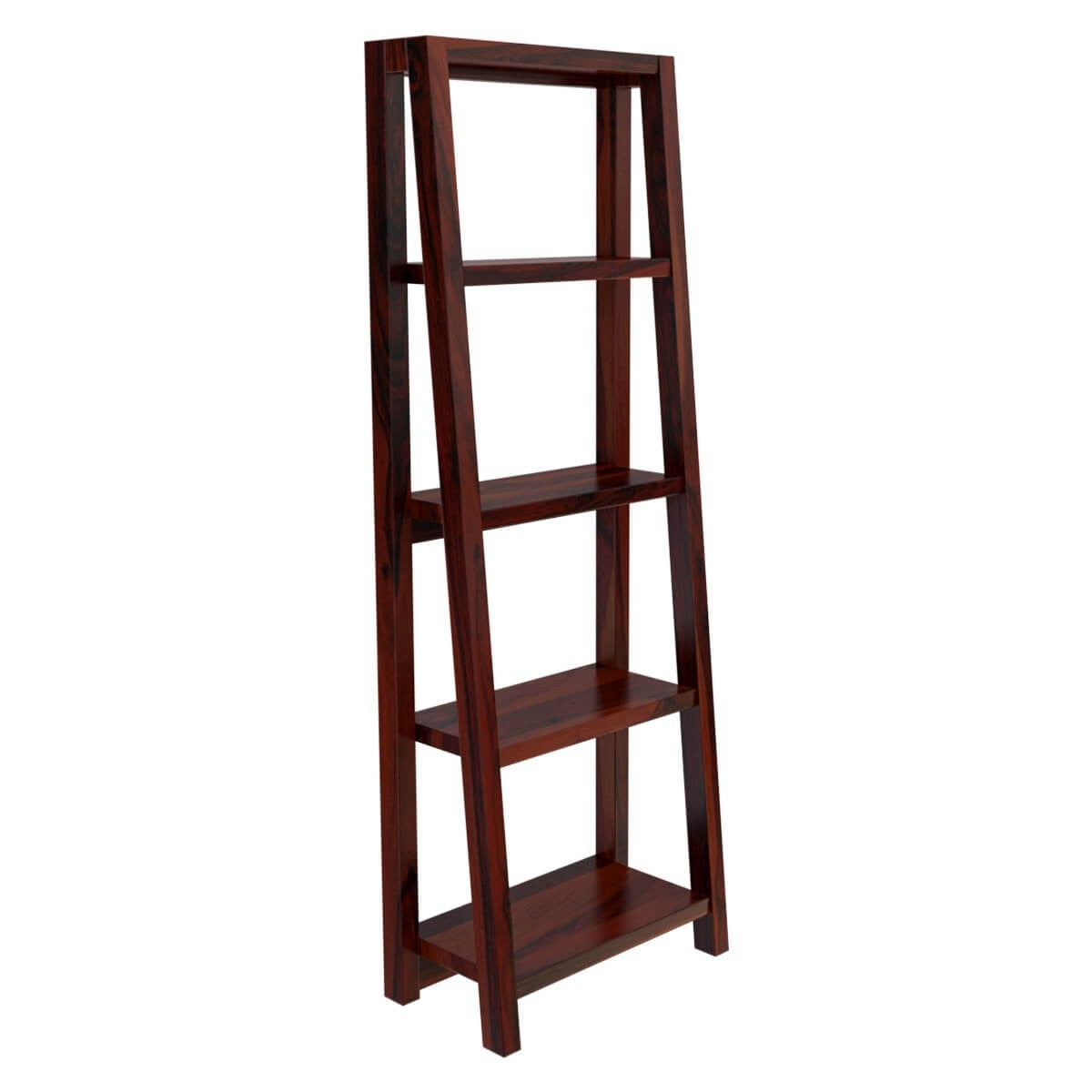 Hagerstown Solid Wood 4-Tier Open Shelf Ladder Bookcase - Space Saving Leaning Bookshelf for Living Room, Bedroom & Office Storage
