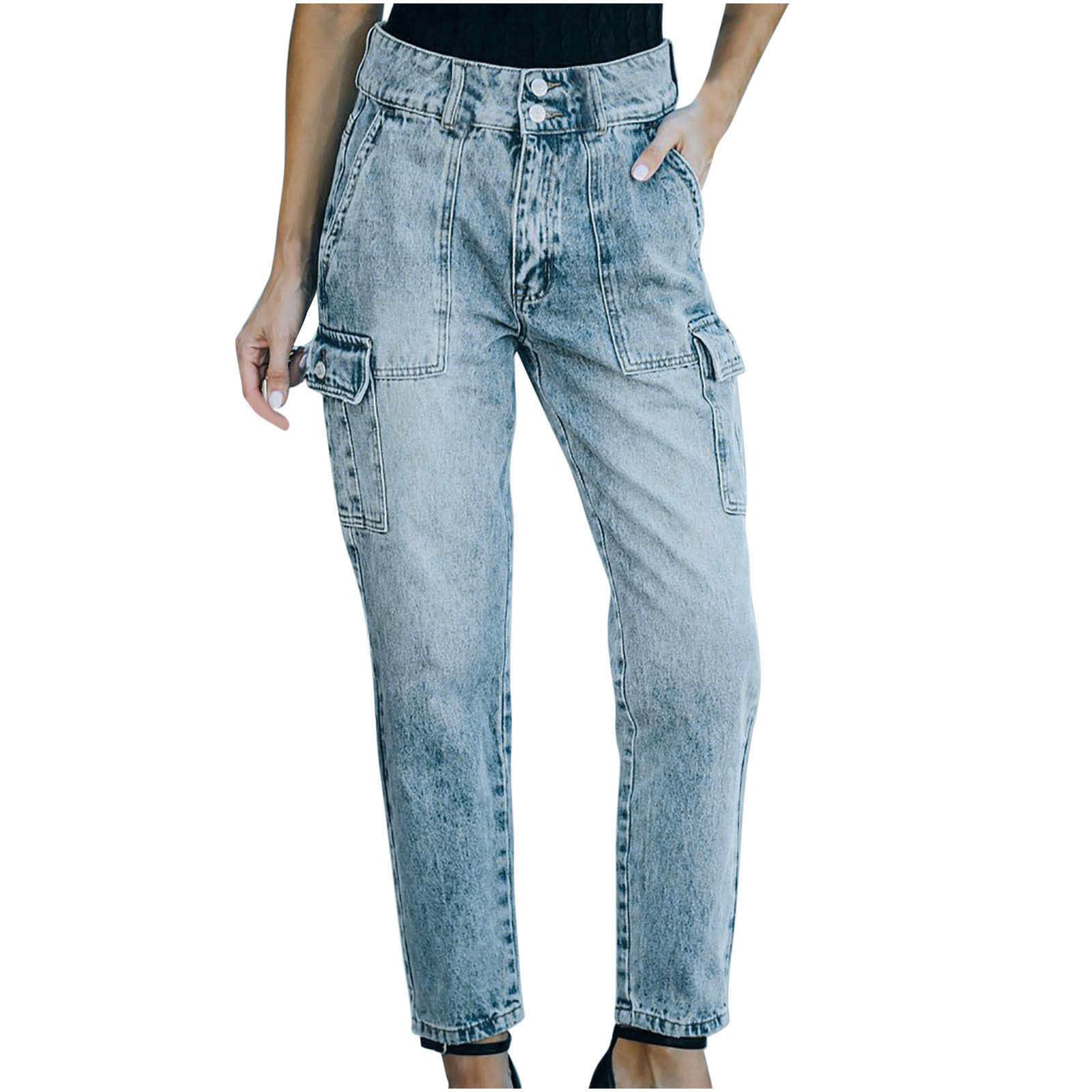 Vintage Women's Bootcut Capri Jeans - Cropped Tapered Pants with Multiple Pockets, Petite & Regular Fit - Casual Outfit for Everyday Wear & Date Night