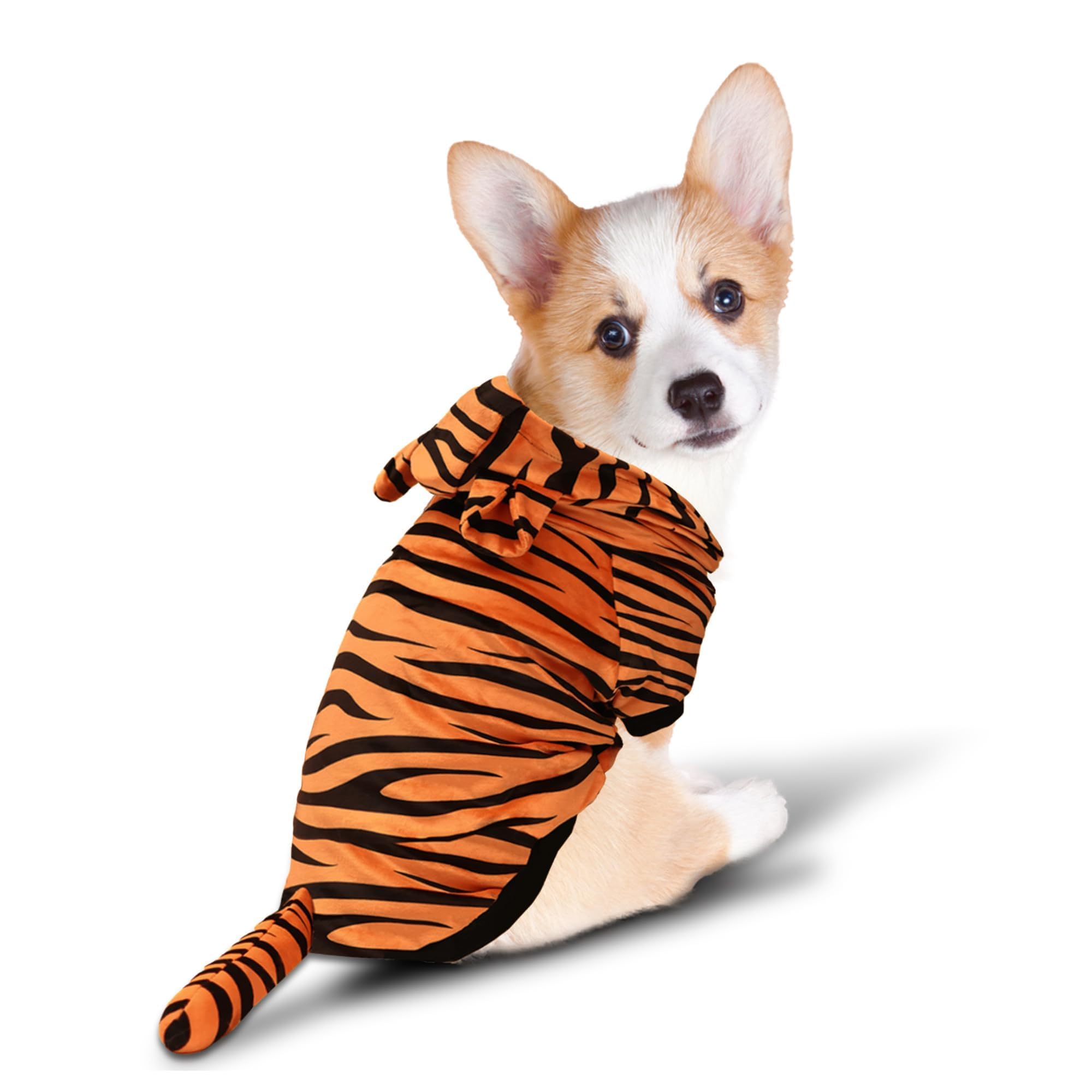 DELIFUR Dog Tiger Costume - Funny Hooded Halloween & Cosplay Outfit for Small Medium Dogs | Pet Costume for Special Events, Parties & Photo Props (Yellow, Small) | Perfect for Halloween, Christmas Dress-Up & Pet Photography