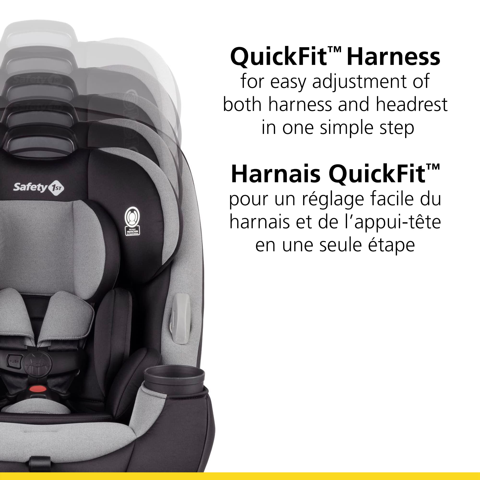 Safety 1st Grow and Go Extend 'N Ride All-in-One Convertible Car Seat - Back to Black | 3-in-1 Rear/Front Facing & Booster | Safe for Newborn to Big Kids | Perfect for Family Travel & Daily Commute