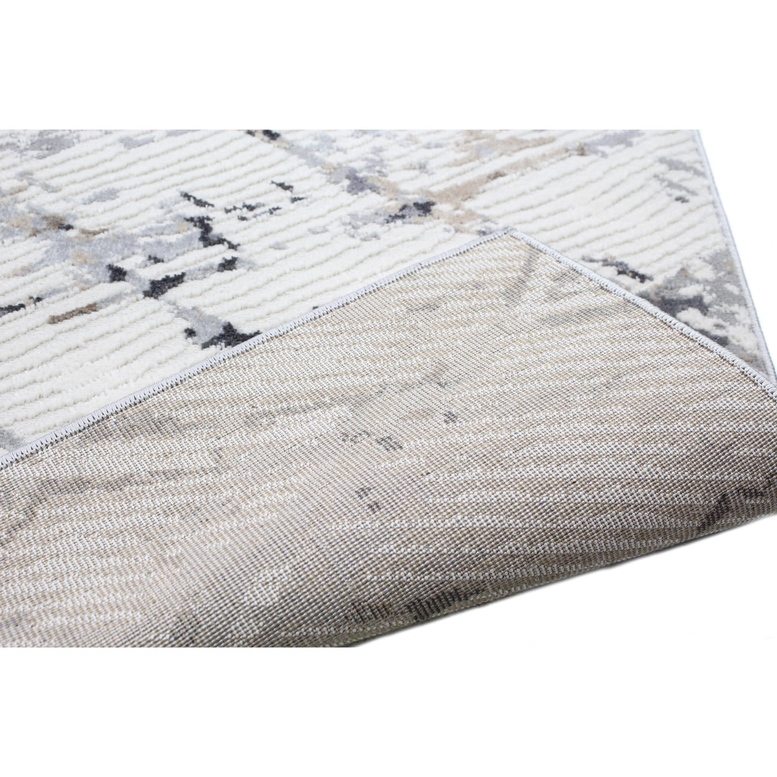 Bashian Collection Area Rug - Premium Power Loom Polypropylene & Polyester - Non-Slip Runner Rug for Entryway, Living Room, Bedroom - 7.6’ x 9.6’ Ivory Grey - Soft & Durable Home Decor for Modern Houses & Apartments