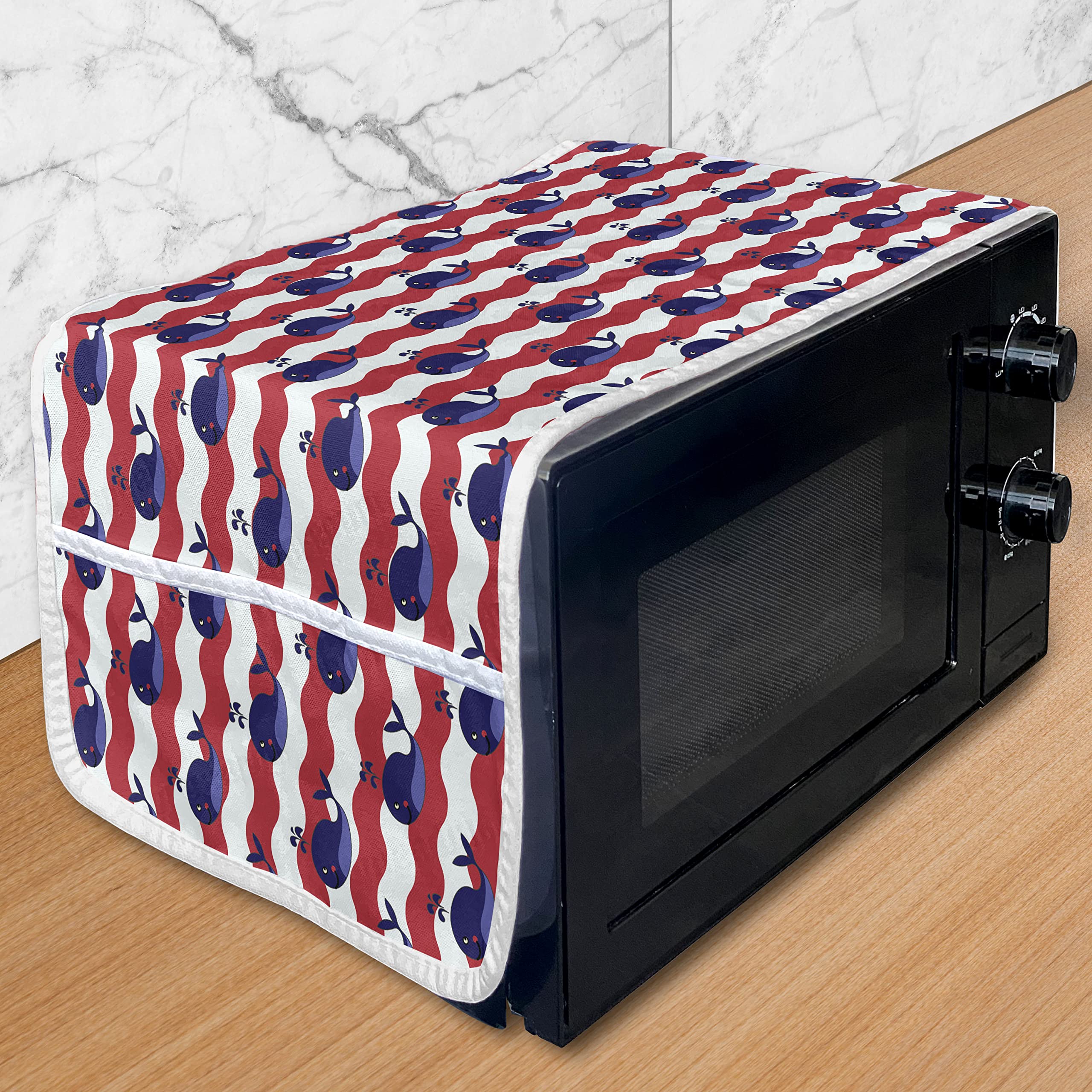Ambesonne Whale Microwave Oven Cover - Waterproof Kitchen Organizer with Pockets, 36