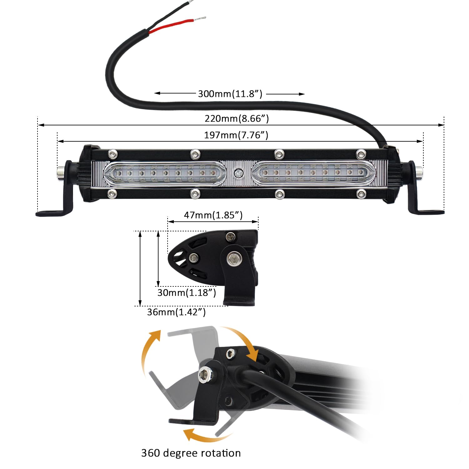 Ultra Slim Single Row Green LED Offroad Driving Fog Light Bar - 2Pcs 7Inch Waterproof Auxiliary Work Lights for Trucks, Tractors, Boats & Cars - Perfect for Hunting, Fishing, Night Driving & Offroad Adventures