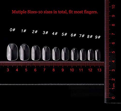 600Pcs Short Oval Full Cover Acrylic False Nails - 10 Sizes for DIY Nail Art & Salon Use | Natural Clear Press-On Nails for Everyday Wear & Special Occasions