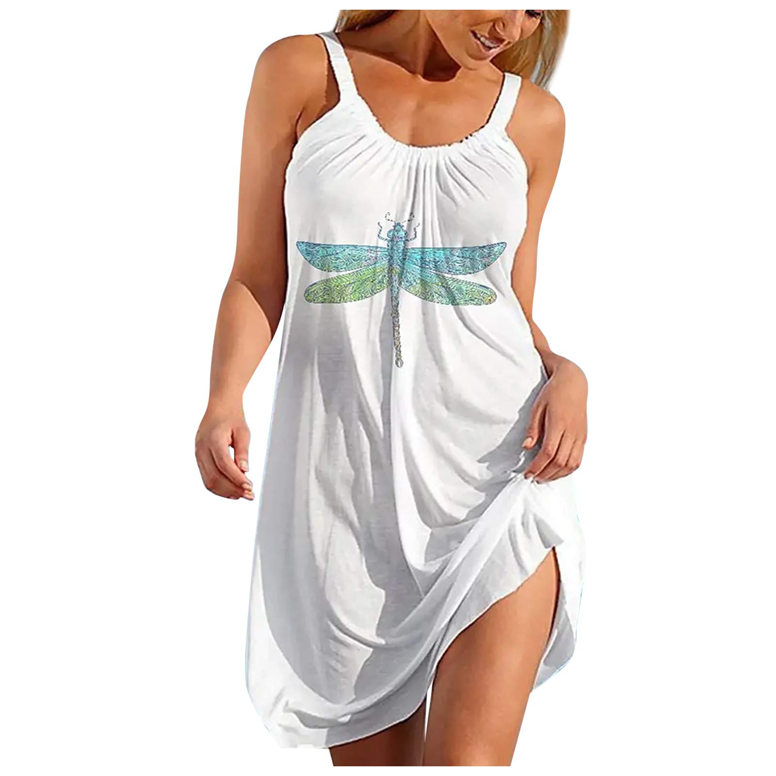Women's Mini Dresses - Floral Beach Sundress, Sleeveless Loose Summer Tank Dress for Casual Wear | Perfect for Beach Vacations, Pool Parties & Summer Outings