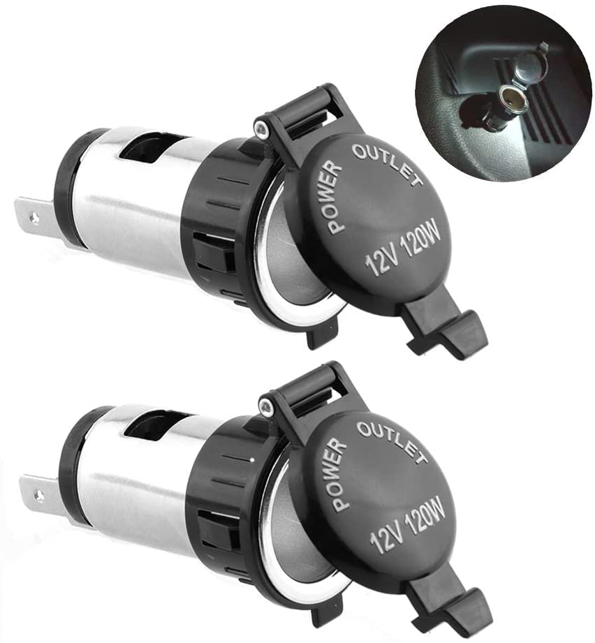 Xafissy 2-Pack 12V 120W Waterproof Car Cigarette Lighter Socket Plug Outlet - Universal Power Adapter for Cars, Boats, Tractors & Motorcycles - Perfect for Charging Phones, GPS & Car Accessories On The Go