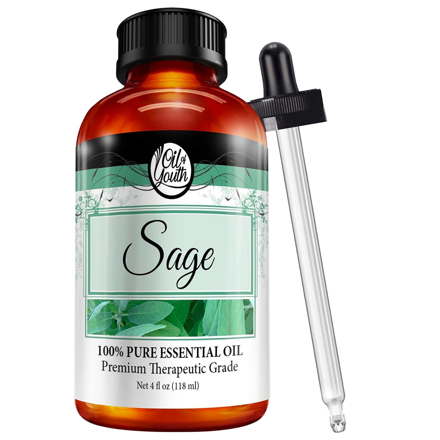 Youth Sage Essential Oil 4oz - 100% Pure Aromatherapy Oil for Diffusers, Massage & Relaxation | Stress Relief & Mood Enhancement for Home Spa & Yoga