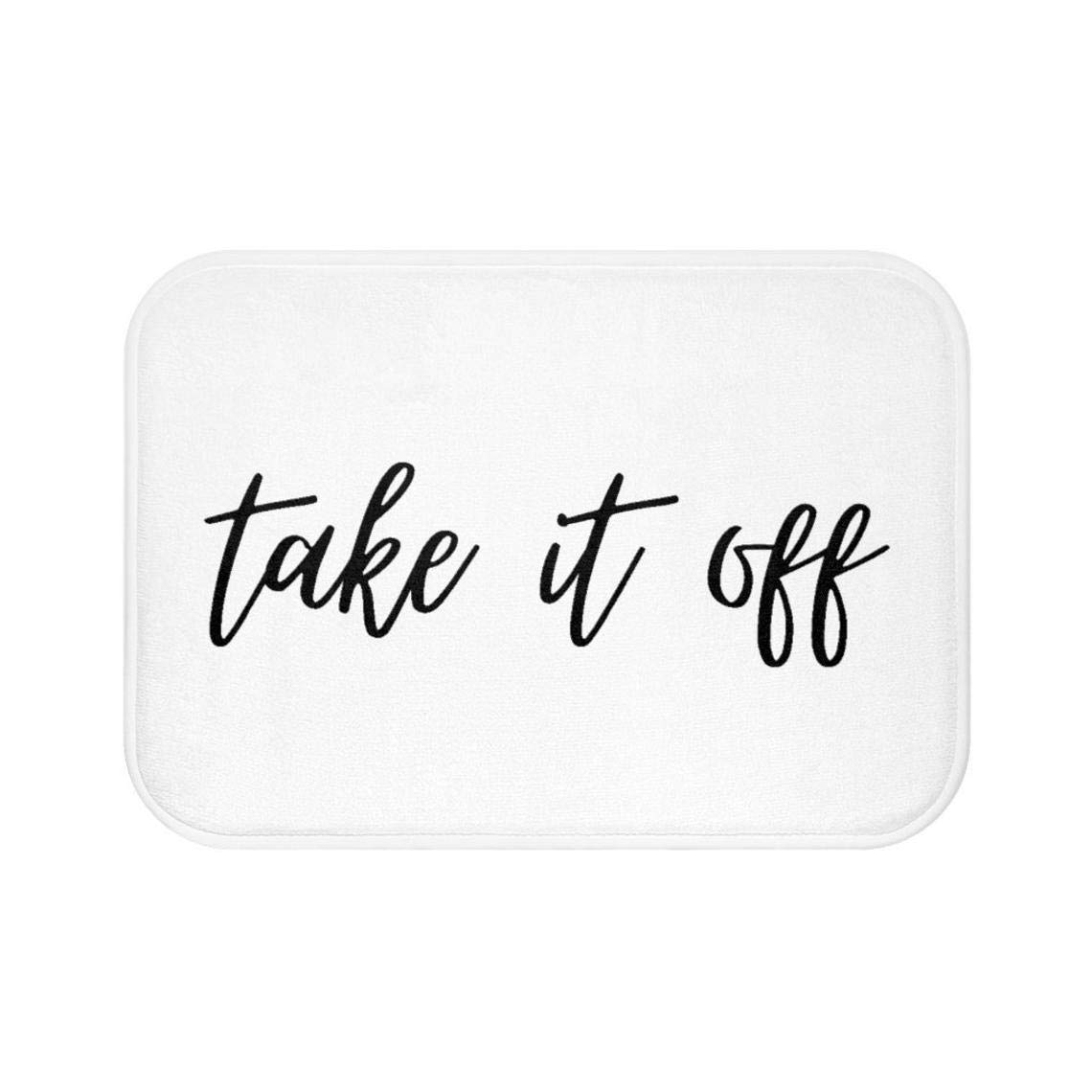 Funny 'Take It Off' Bath Mat - Non-Slip Diatomaceous Earth Bathroom Rug (16x24 Inch) | Humorous Gag Gift for College Dorms, Housewarming & Bathroom Decor | Perfect for Spa Days, Bachelor Parties & Relaxing Showers