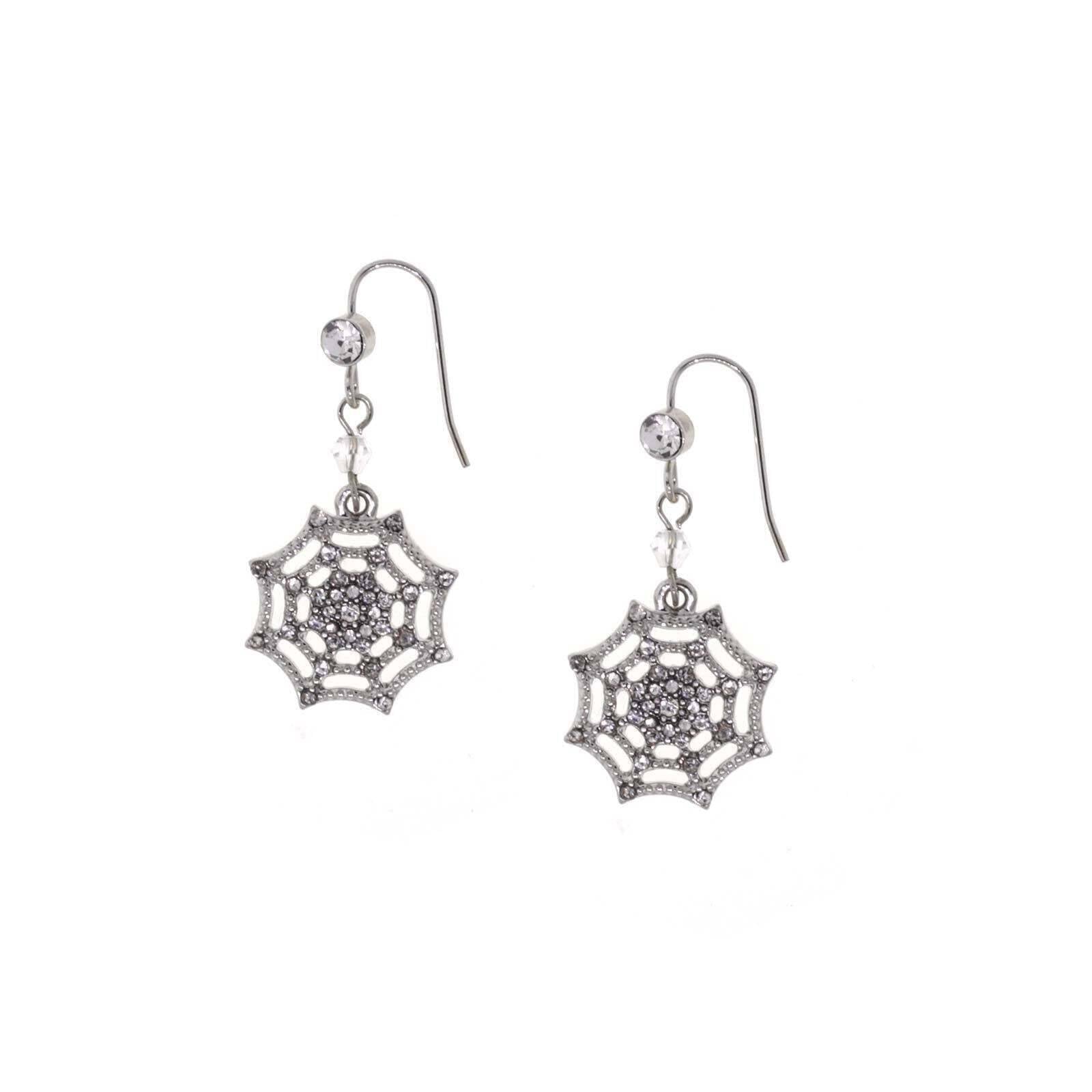 1928 Jewelry Crystal Spider Web Wire Drop Earrings for Women - Vintage Gothic Dangle Earrings for Halloween, Costume Party & Evening Wear