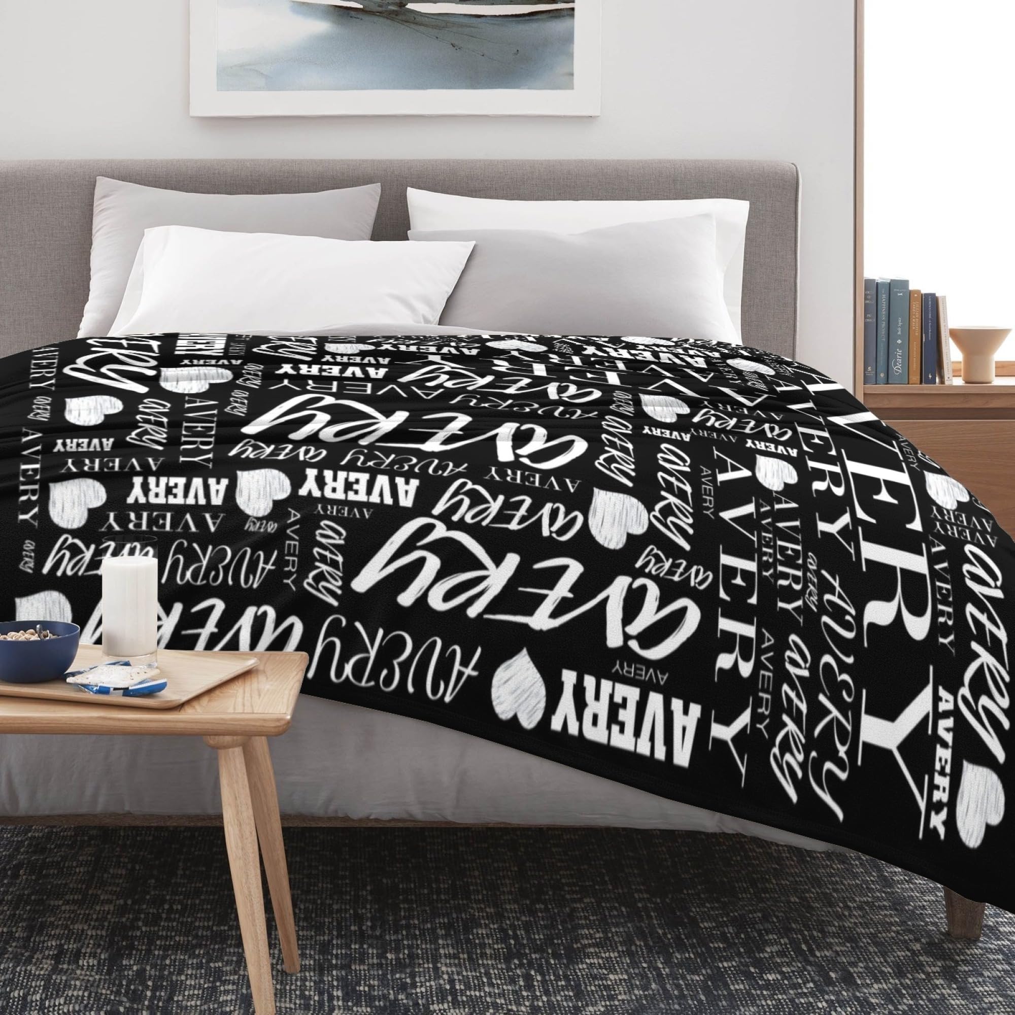 Personalized Name Blanket - Custom Fleece Throw with Embroidery for Kids, Adults - 60