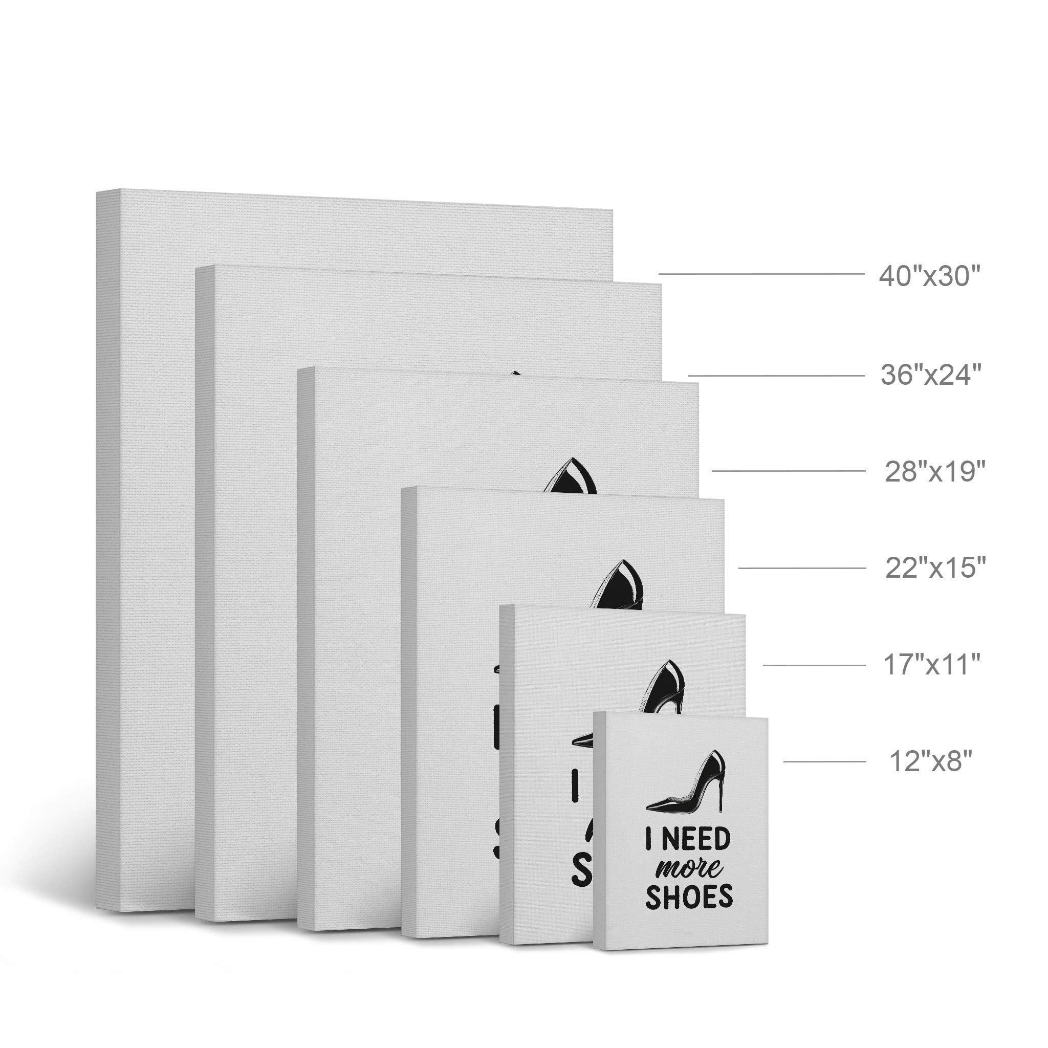 Smile Art Design 'I Need More Shoes' Quote Black & White High Heels Glam Fashion Canvas Print - Wall Art for Office, Bathroom, Girls Room, Women's Dorm, Bedroom & Living Room Decor - Ready to Hang 40x30 - Perfect for Shoe Lovers & Fashion Enthusiasts