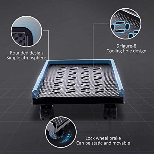Mobile CPU Stand Holder with Rolling Caster Wheels - Adjustable PC Cart Computer Tower Stand, Black | Perfect for Office, Gaming Setup & Home Workspace Organization