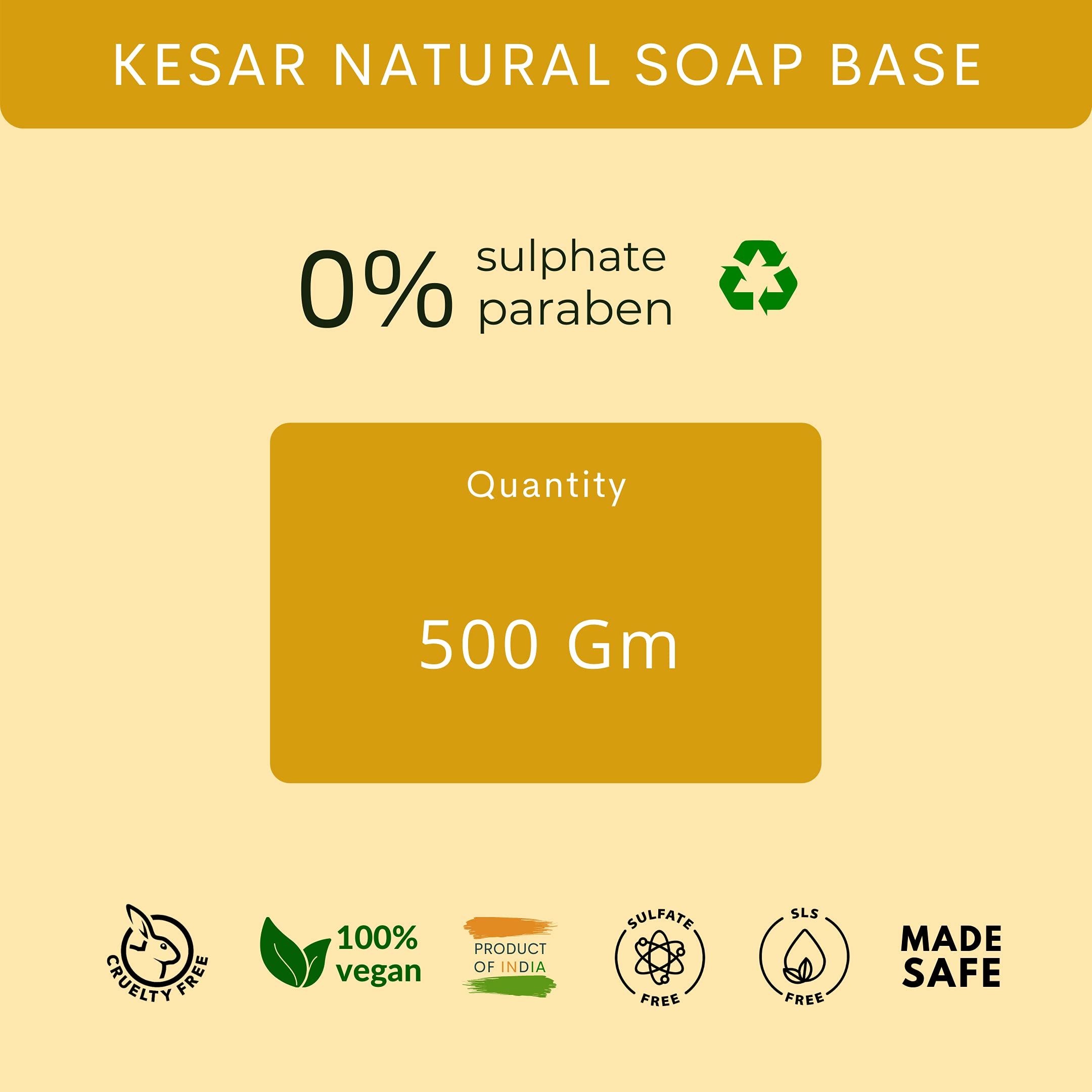 VEDANUM Kesar Ultra Premium Melt and Pour Saffron Soap Base for Soap Making - 500 Gm (Sulfate & Paraben Free) - Handmade Soap Crafting, DIY Skincare, Gift for Her, Spa & Bath Luxury