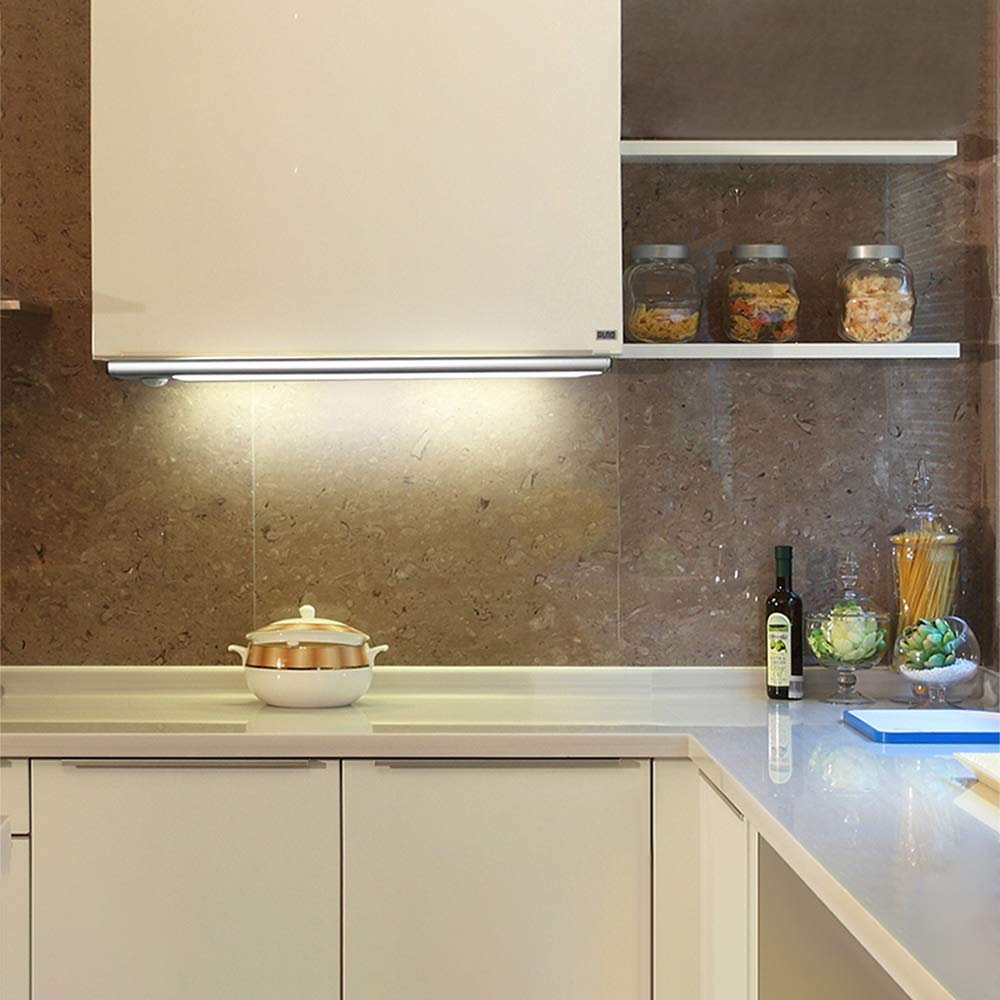 Ultra-Thin LED Closet Light with Motion Sensor - USB Rechargeable Under Cabinet Lighting for Wardrobe, Vanity Mirror, Kitchen & Hallway - Detachable Night Light (Black-6000K, 60CM) - Perfect for Dark Spaces & Energy-Efficient Home Lighting