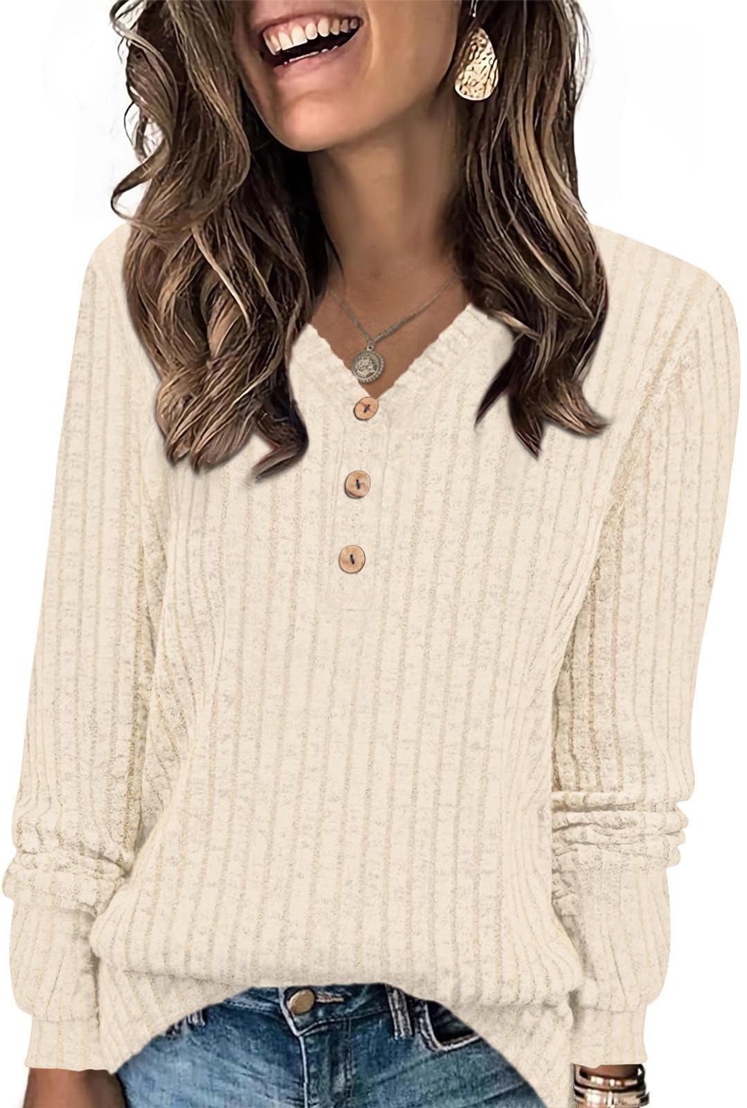 Women's Winter Sweaters - Long Sleeve V-Neck Pullover, Casual Loose Knit Top for Fall & Winter Fashion | Cozy Office Wear, Holiday Outfits & Casual Everyday Style