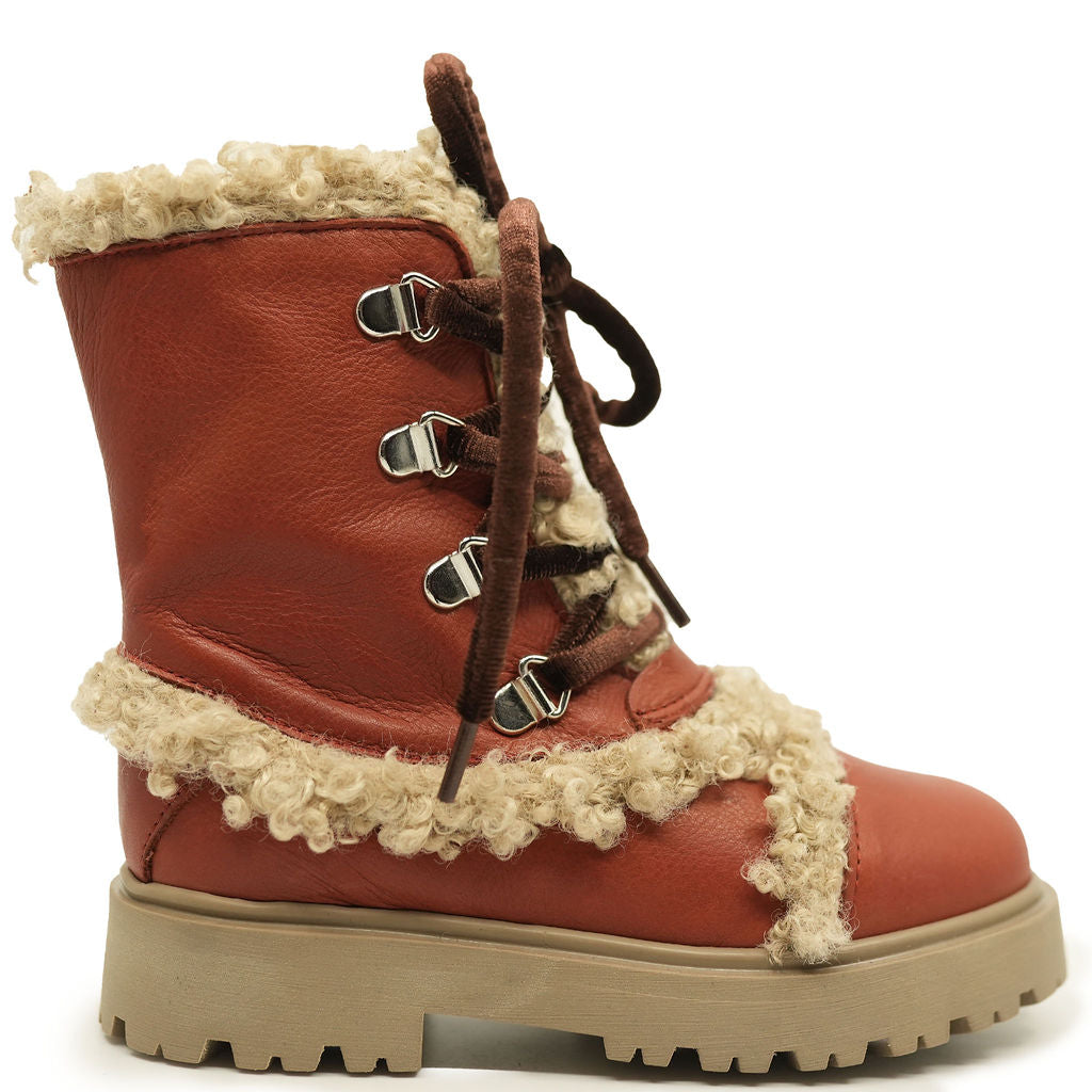 Pepe Brick Shearling Bootie - Women's Cozy Winter Boots with Soft Fleece Lining for Warmth & Comfort | Perfect for Snow, Casual Outings & Indoor Wear