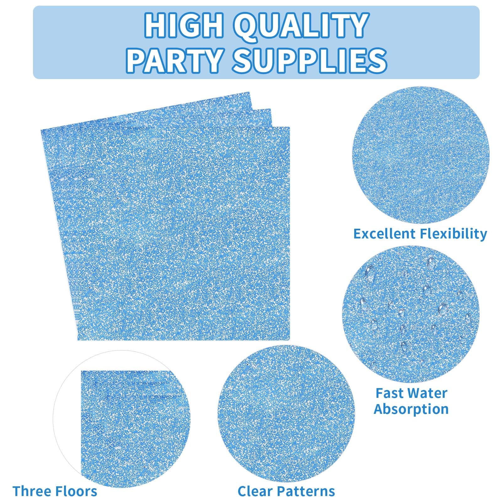 96 PCS Blue Party Supplies Set - 350 GSM Holographic Rainbow Plates & Napkins, Iridescent Blue Tableware for Winter Birthday, Wedding, Anniversary, Bridal & Baby Shower - Serves 24 Guests - Perfect for Holiday Celebrations, Themed Parties & Special Occasions