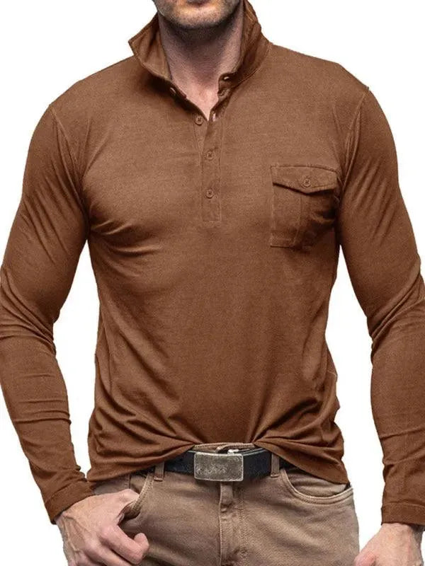 Premium Men's Long Sleeve Polo Shirt - Breathable Cotton, Slim Fit, Business Casual Wear - Perfect for Office, Golf & Outdoor Activities